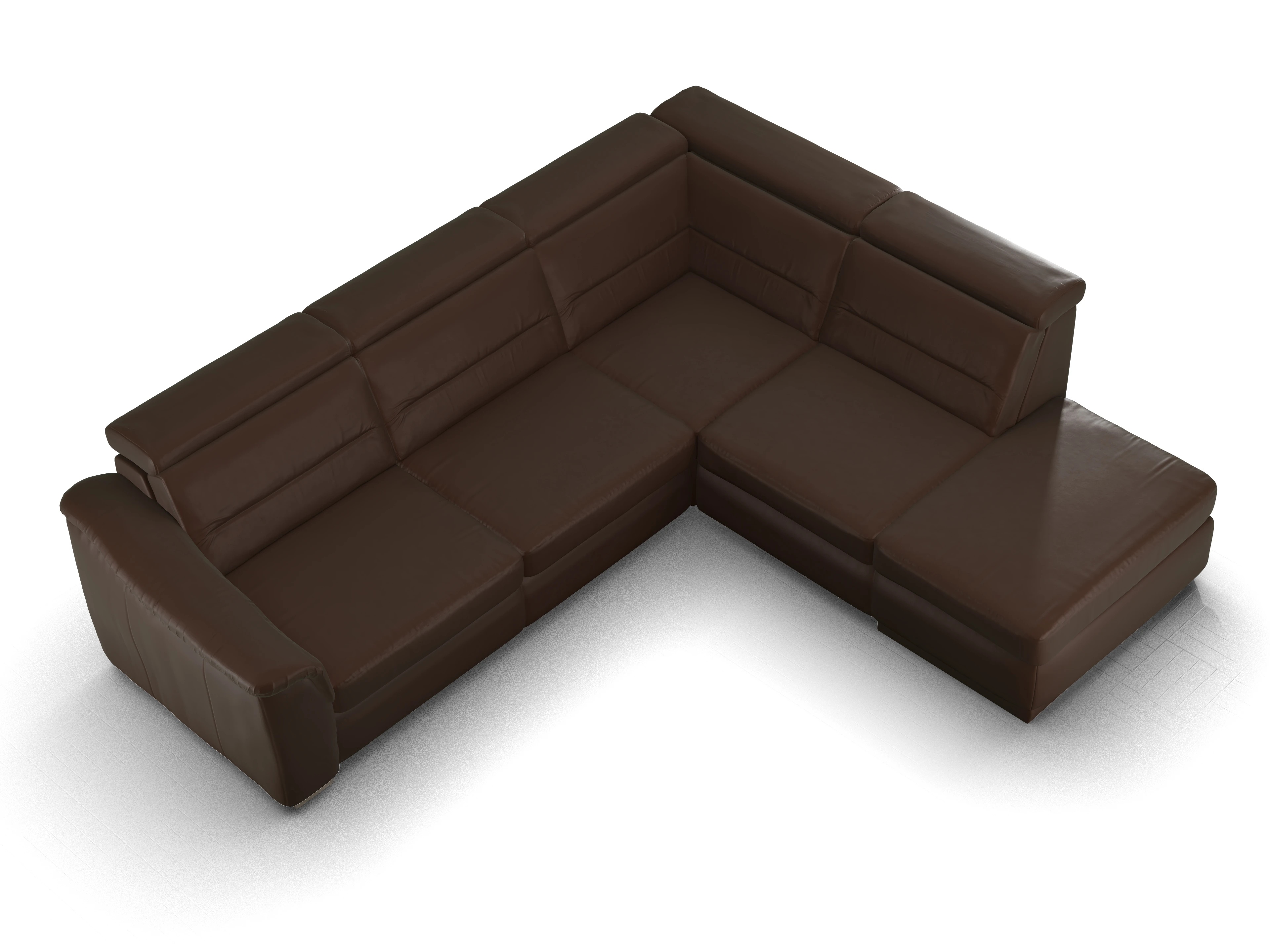 Ansicht des Produktes SC Select 1008 Ecksofa rechts Abschluss offen in Leder Braun