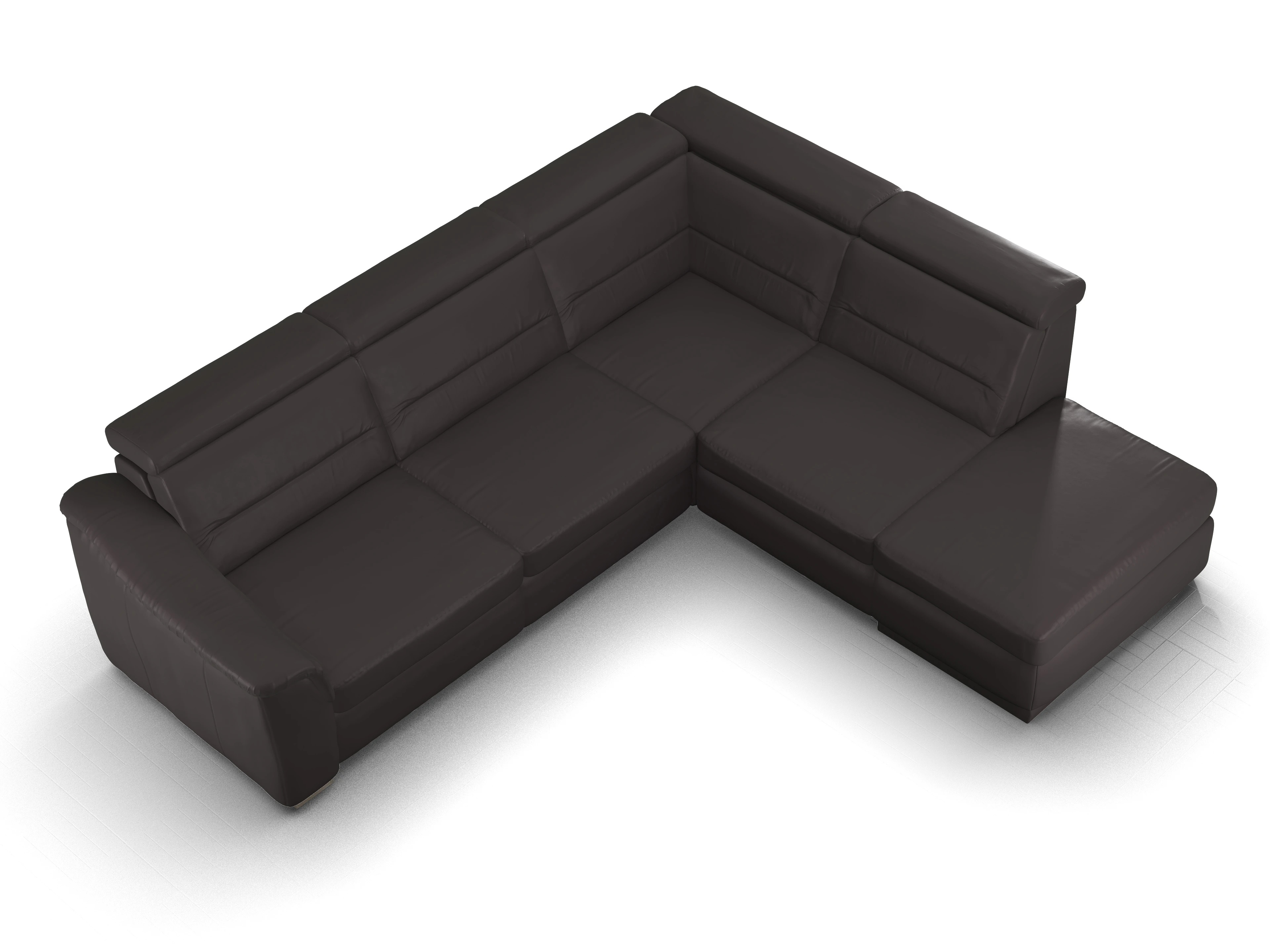 Ansicht des Produktes SC Select 1008 Ecksofa rechts Abschluss offen in Leder Braun