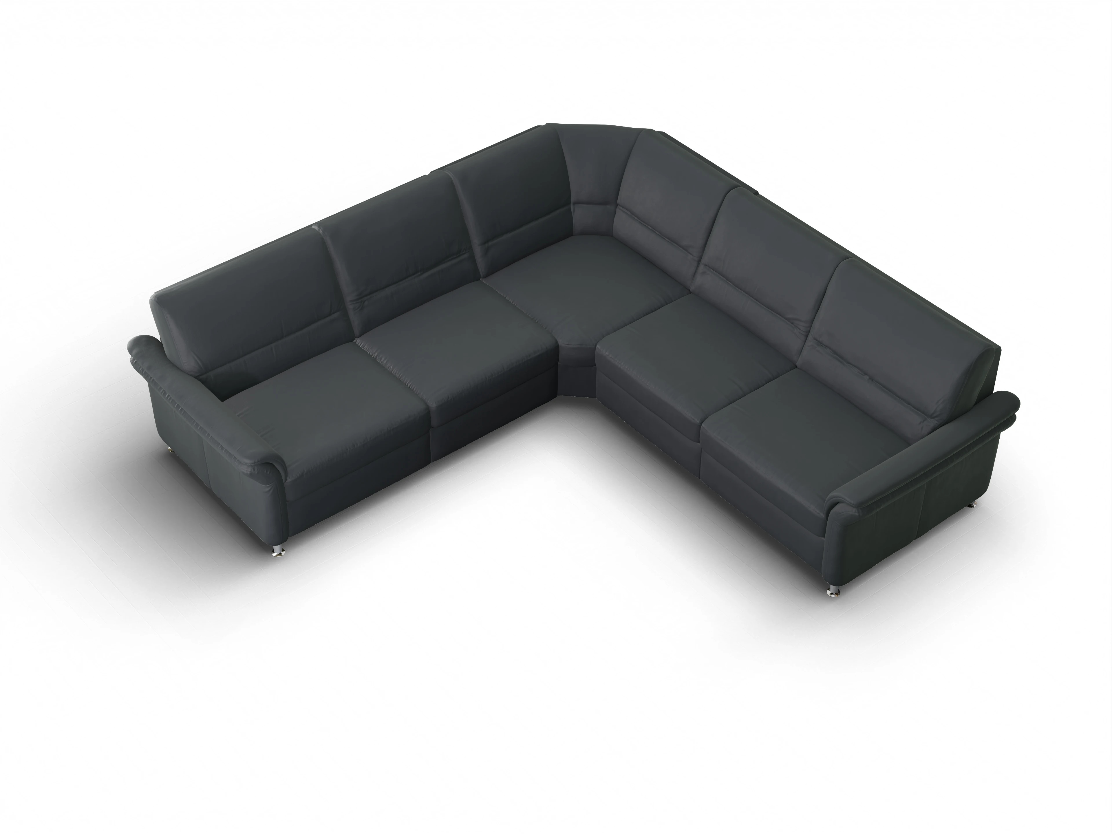 Sitz Concept Select 1010 Rundecke Medium Ansicht des Produktes SC Select 1010 Ecksofa gleichschenklig in Leder Grau