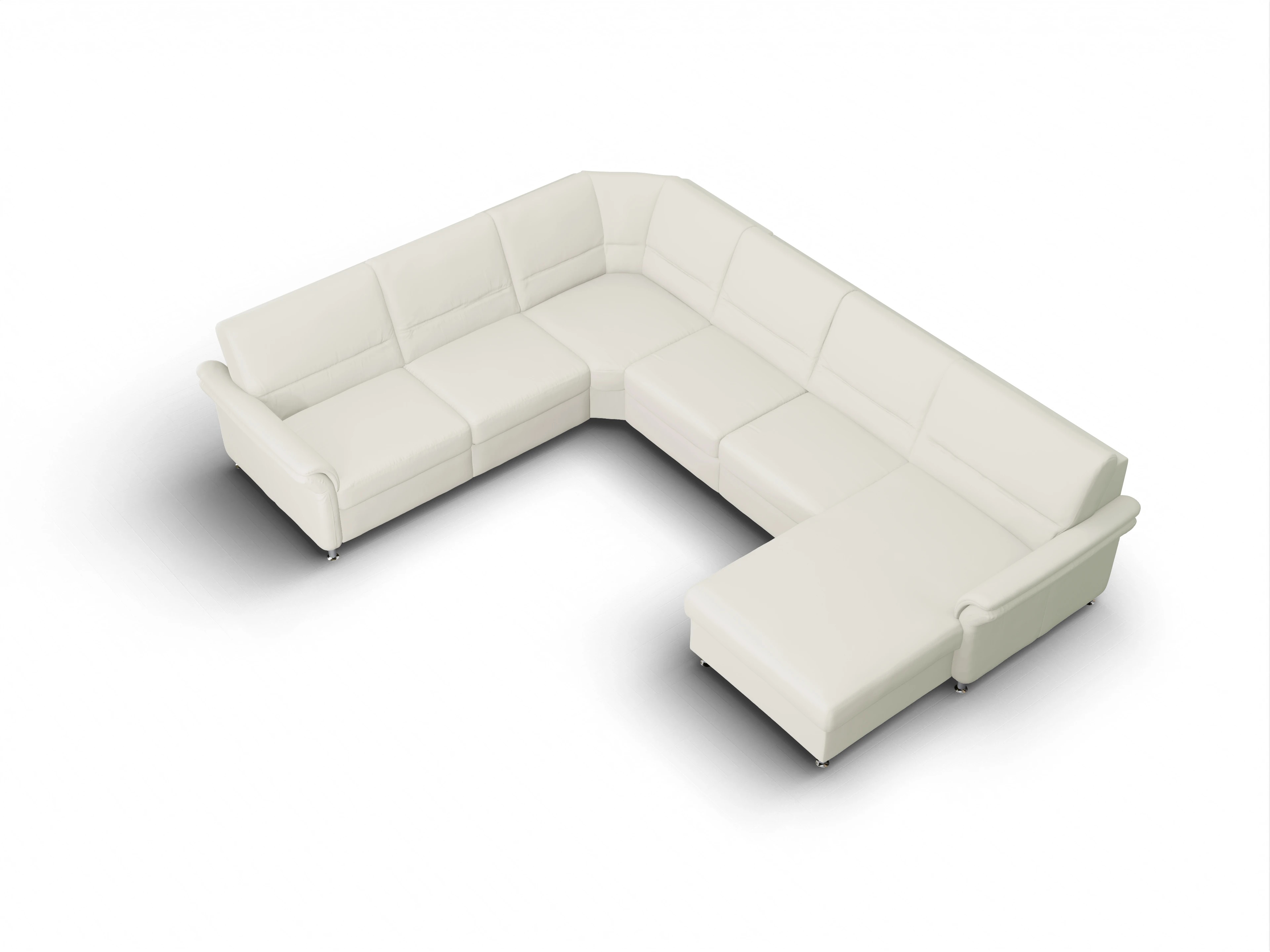 Sitz Concept Select 1010 CanRE Medium R Ansicht des Produktes SC Select 1010 Wohnlandschaft Armlehne links Abschluss offen rechts in Leder Beige
