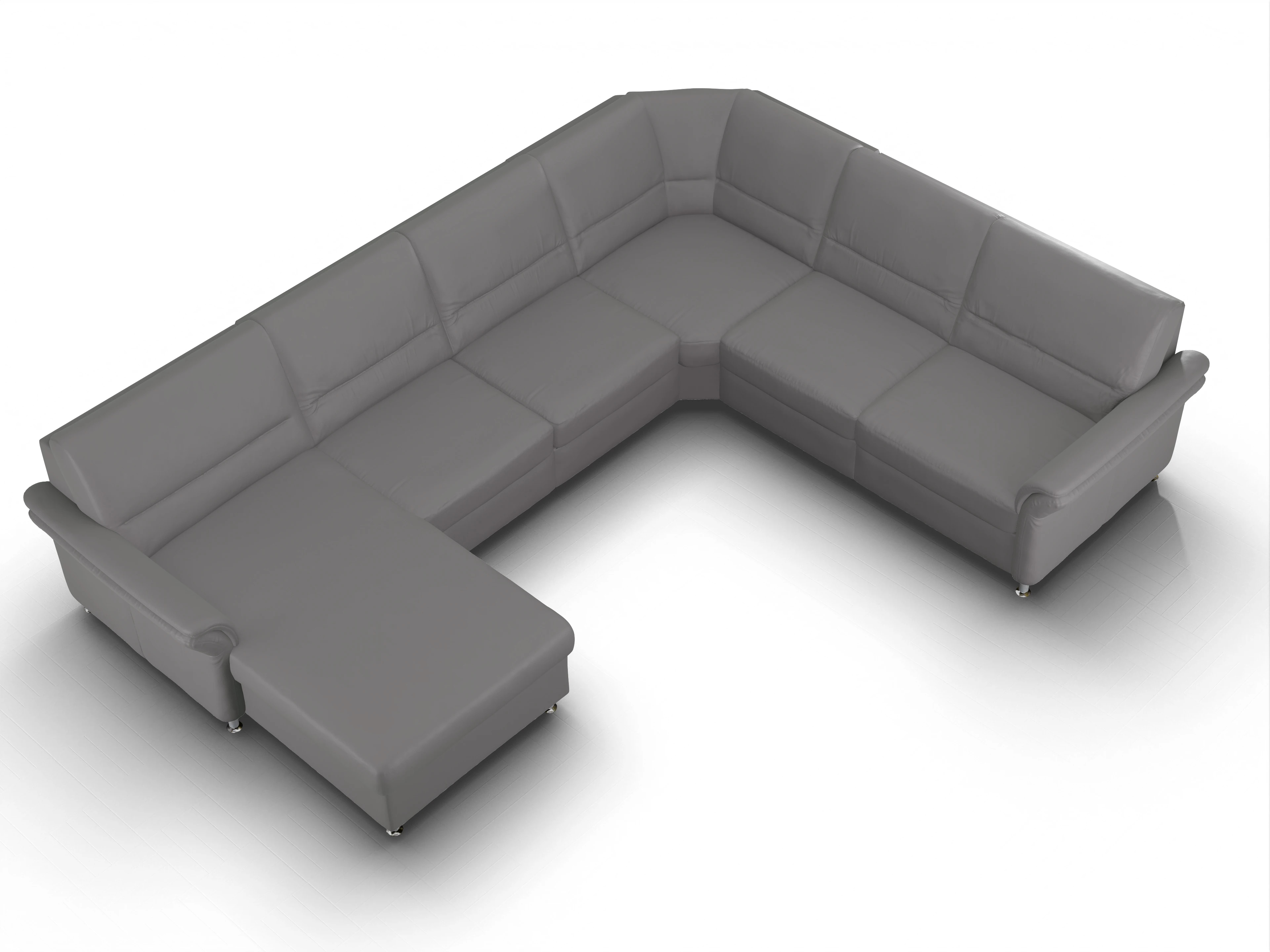 Ansicht des Produktes SC Select 1010 Wohnlandschaft Armlehne rechts Abschluss offen links in Leder Grau