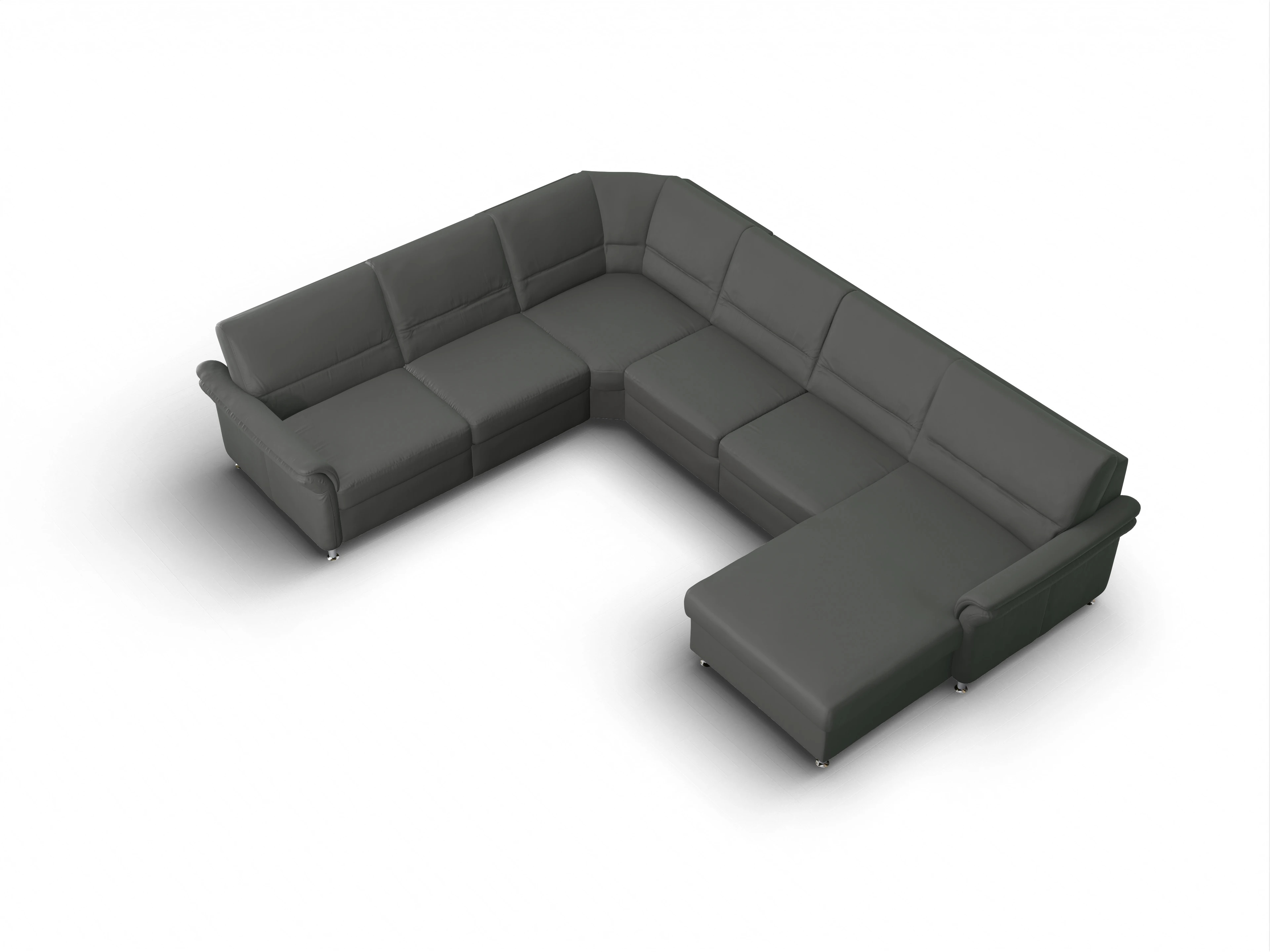 Ansicht des Produktes SC Select 1010 Wohnlandschaft Armlehne links Abschluss offen rechts in Leder Grau