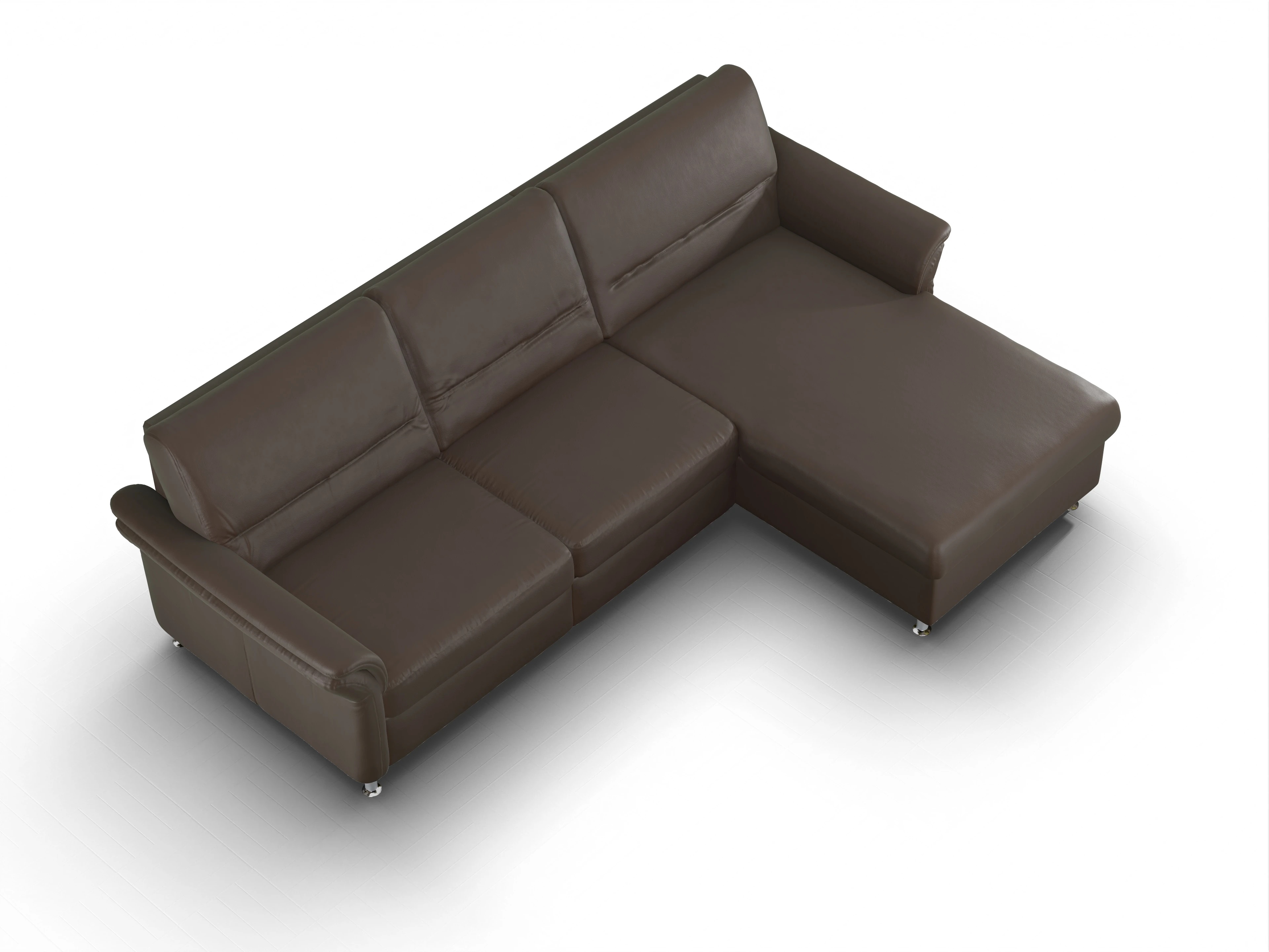 Sitz Concept Select 1010 Eck Can Medium R Ansicht des Produktes SC Select 1010 Ecksofa rechts Abschluss offen in Leder Braun