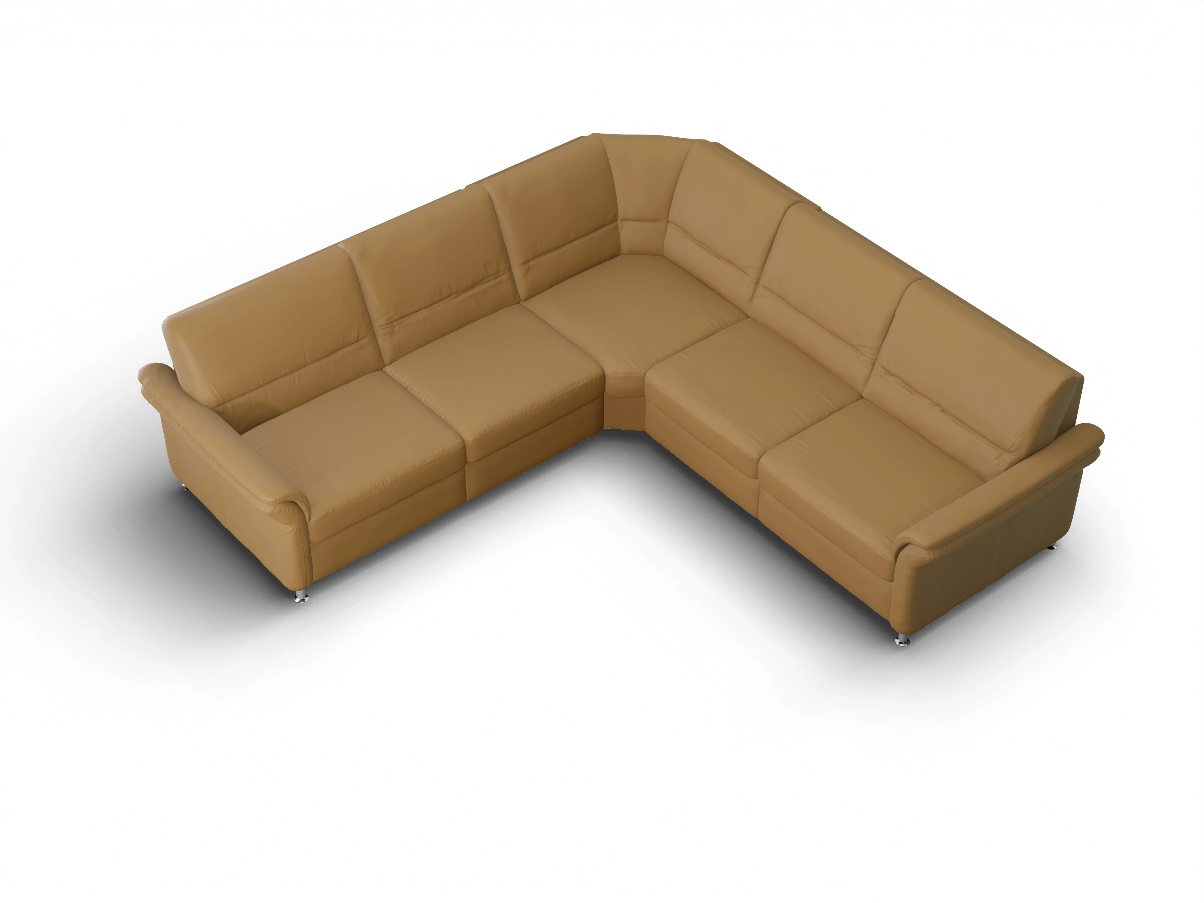 Sitz Concept Select 1010 Rundecke Medium Ansicht des Produktes SC Select 1010 Ecksofa gleichschenklig in Leder Gelb
