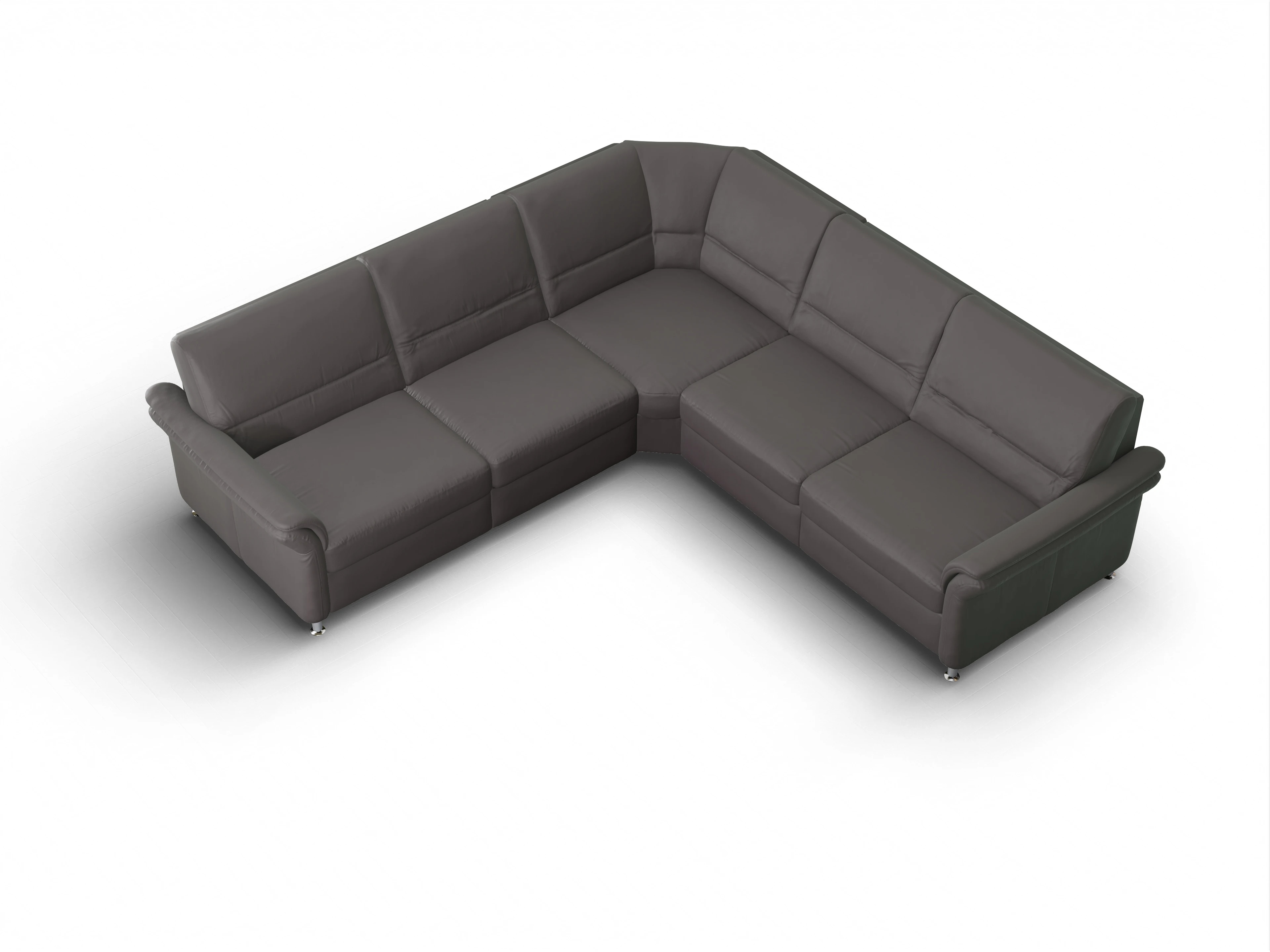Sitz Concept Select 1010 Rundecke Medium Ansicht des Produktes SC Select 1010 Ecksofa gleichschenklig in Leder Braun