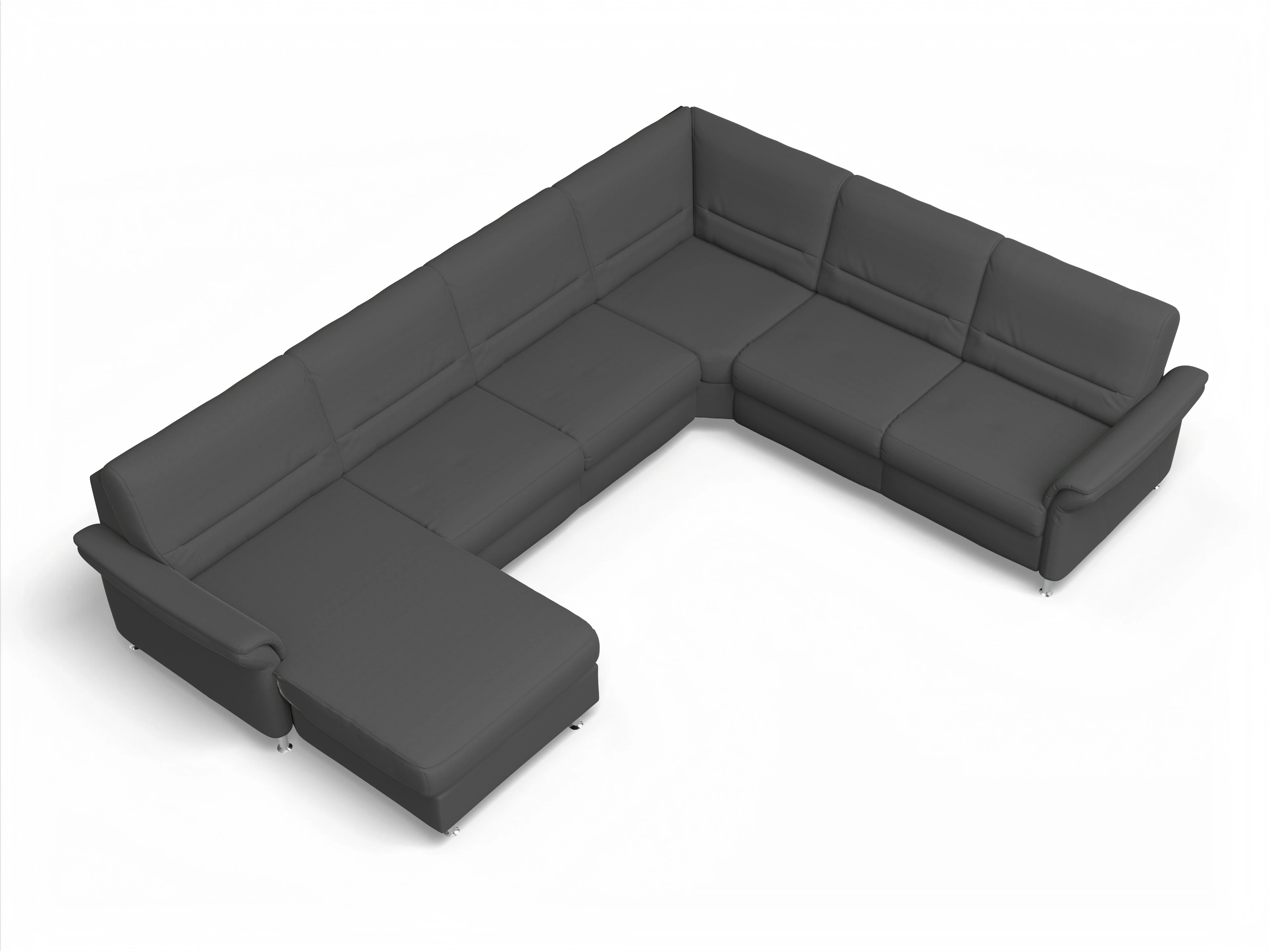 Ansicht des Produktes SC Family 1010 Wohnlandschaft Armlehne rechts Abschluss offen links in Stoff Grau