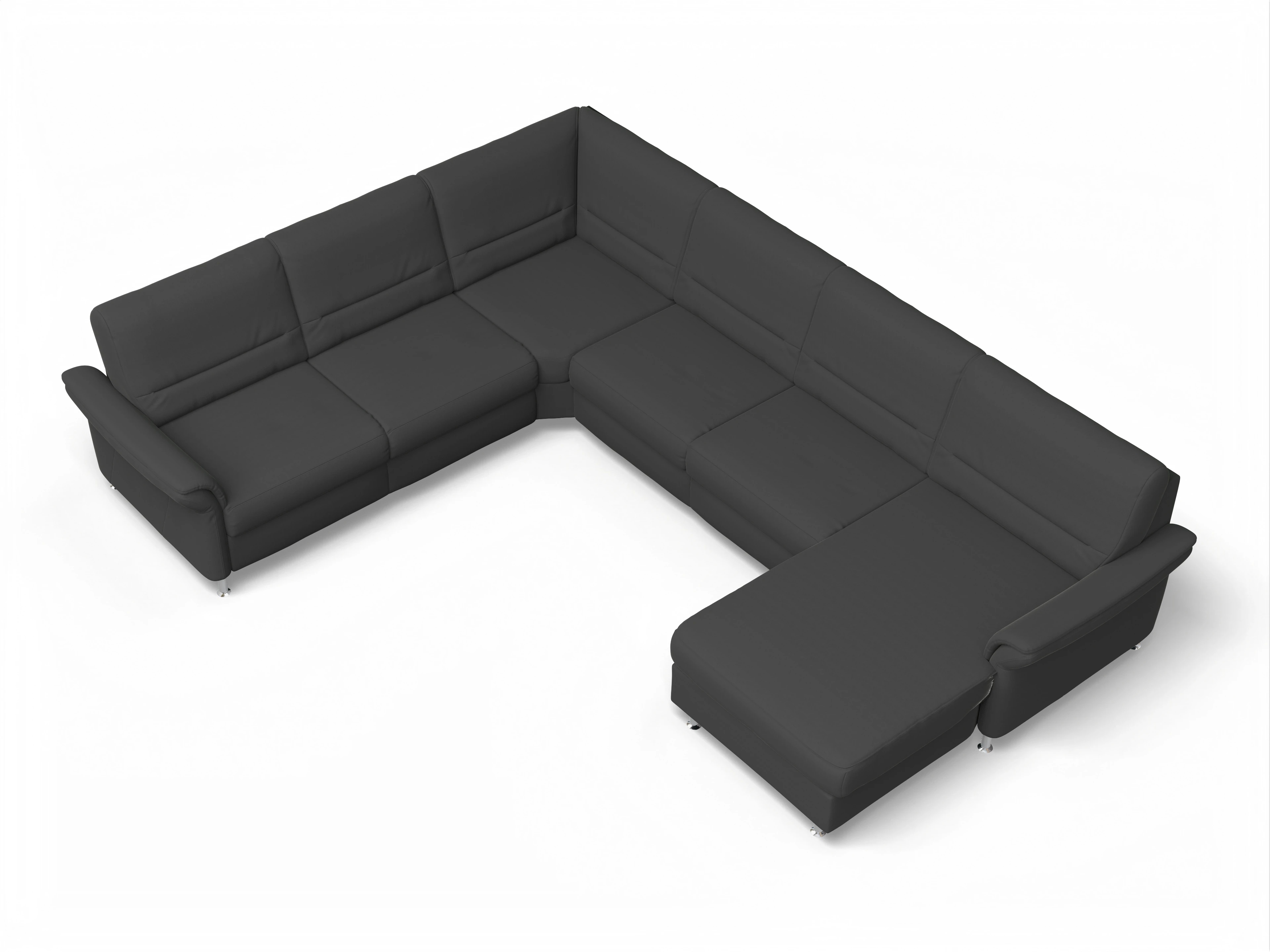 Ansicht des Produktes SC Family 1010 Wohnlandschaft Armlehne links Abschluss offen rechts in Stoff Grau