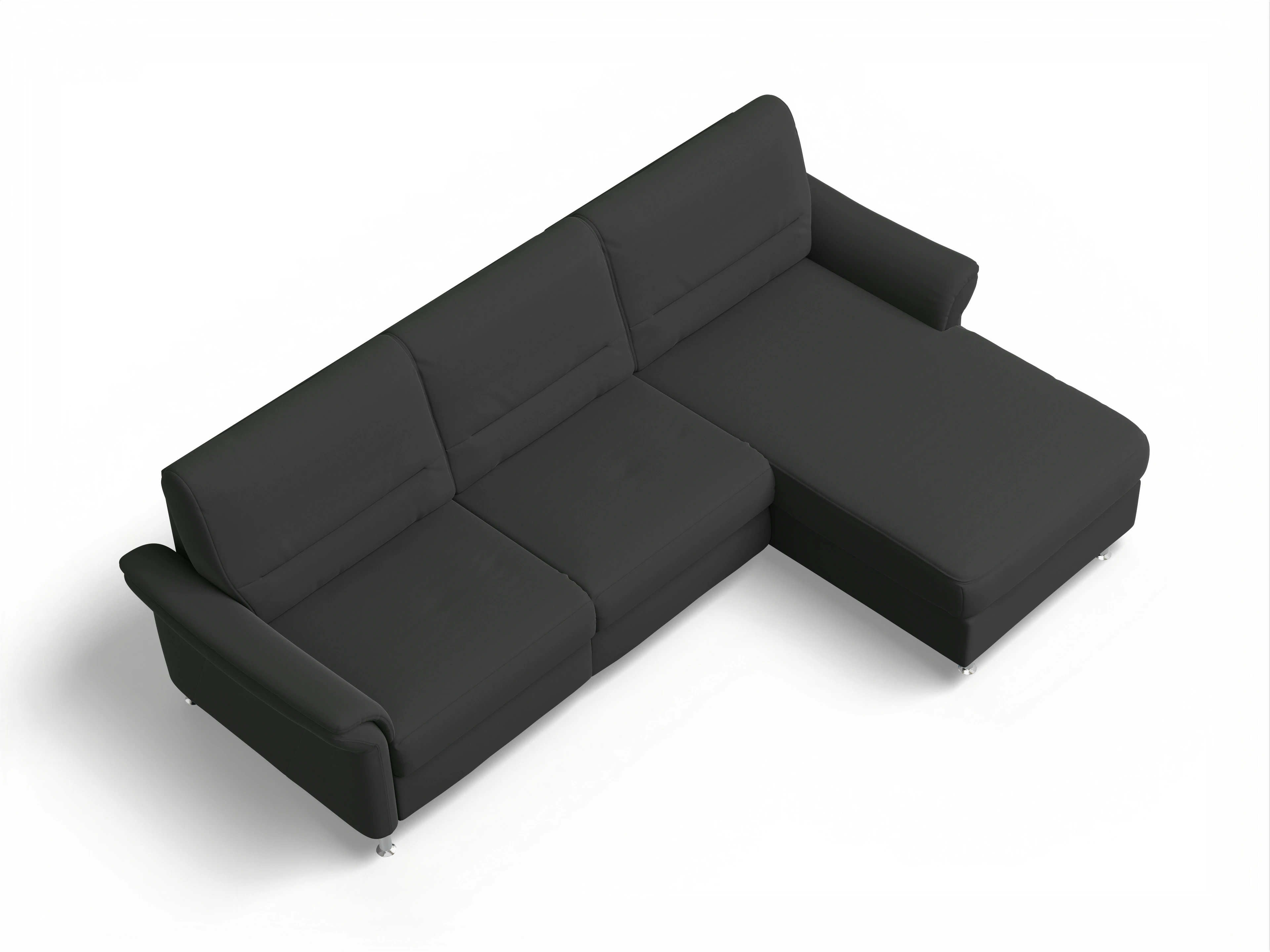 Sitz Concept Family 1010 Ecksofa Can 2,5 R Ansicht des Produktes SC Family 1010 Ecksofa rechts Abschluss offen in Stoff Schwarz