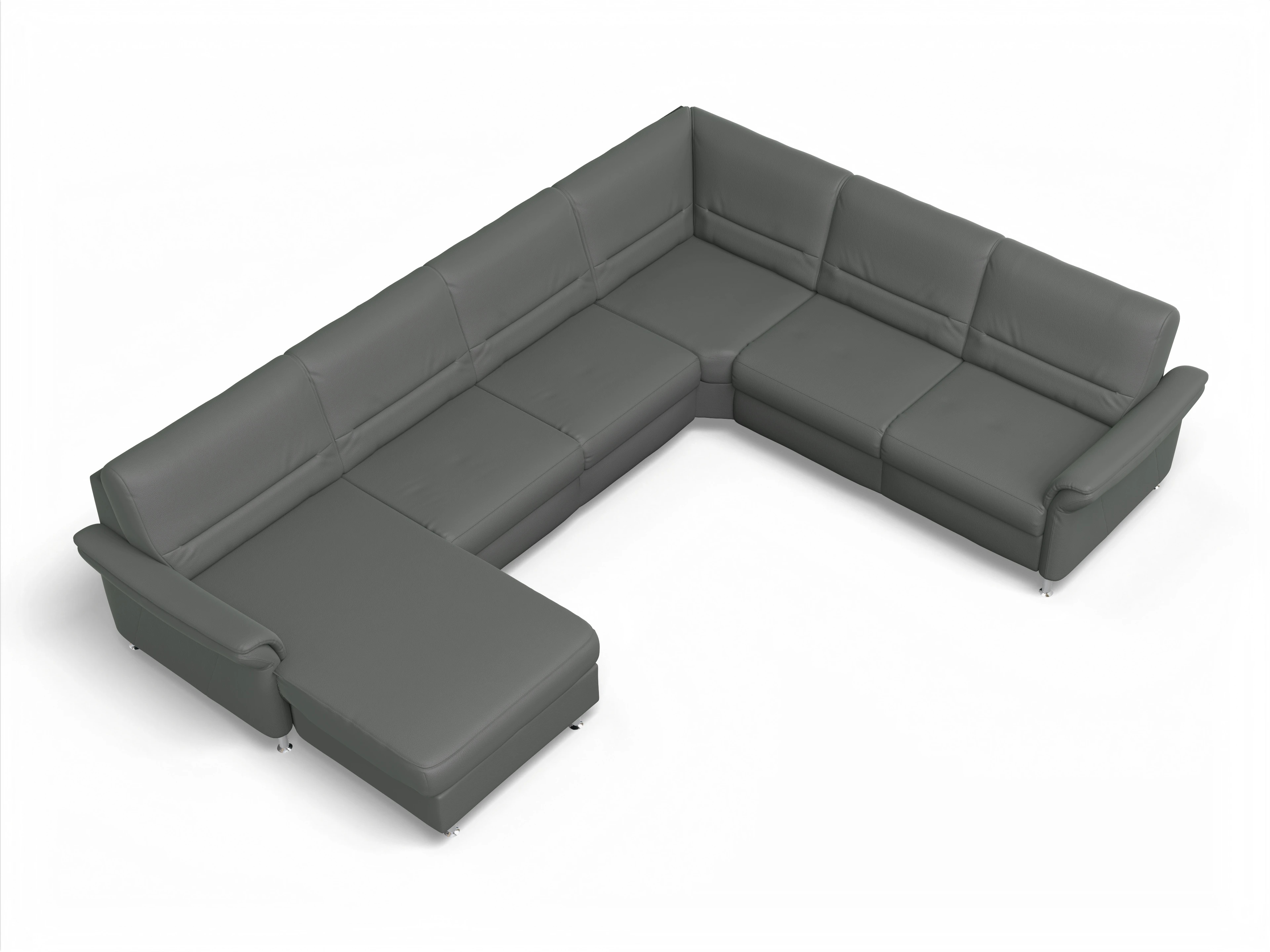 Sitz Concept Family 1010 CanRE Medium R Ansicht des Produktes SC Family 1010 Wohnlandschaft Armlehne rechts Abschluss offen links in Stoff Grau