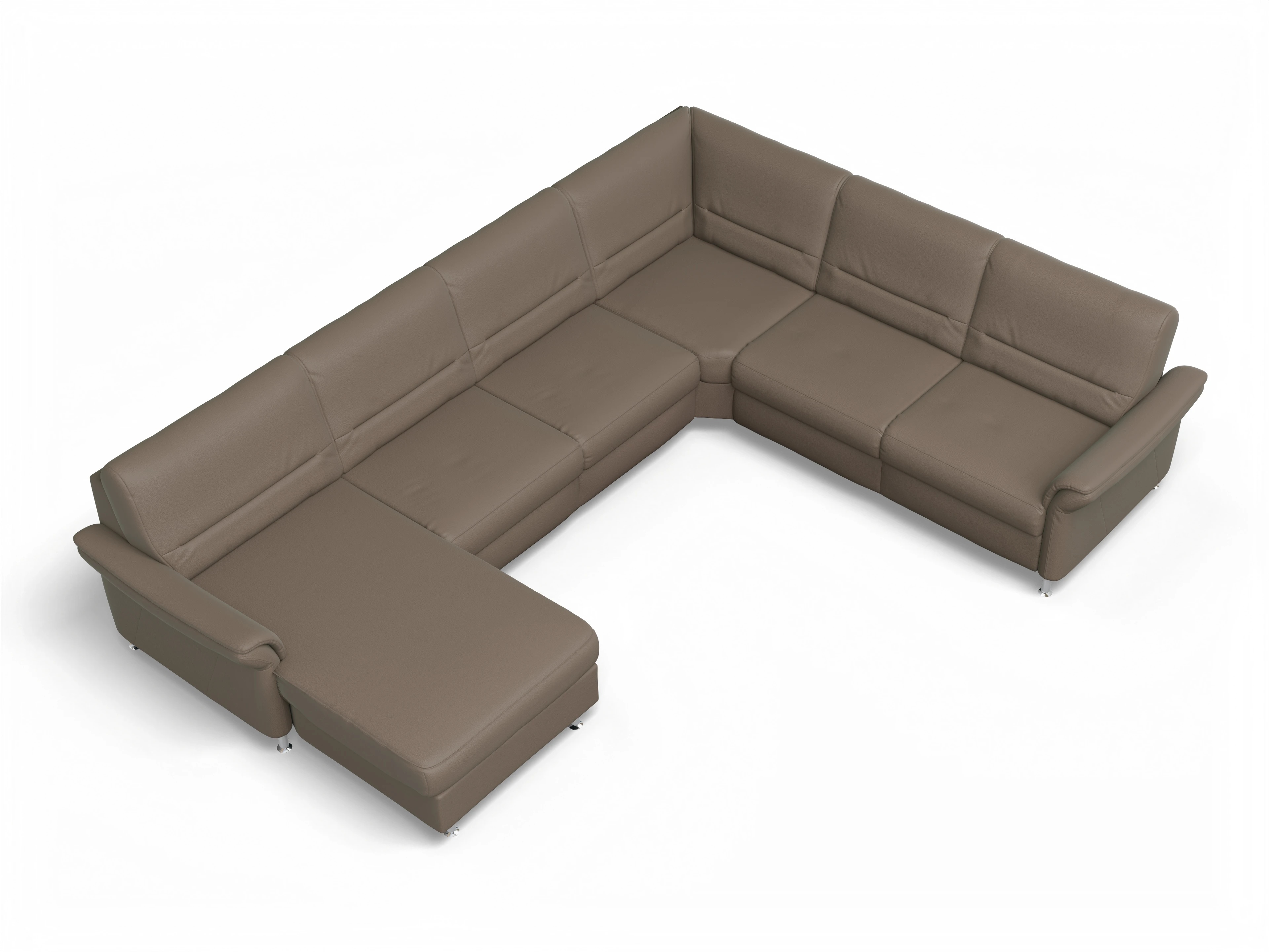 Sitz Concept Family 1010 CanRE Medium R Ansicht des Produktes SC Family 1010 Wohnlandschaft Armlehne rechts Abschluss offen links in Stoff Braun