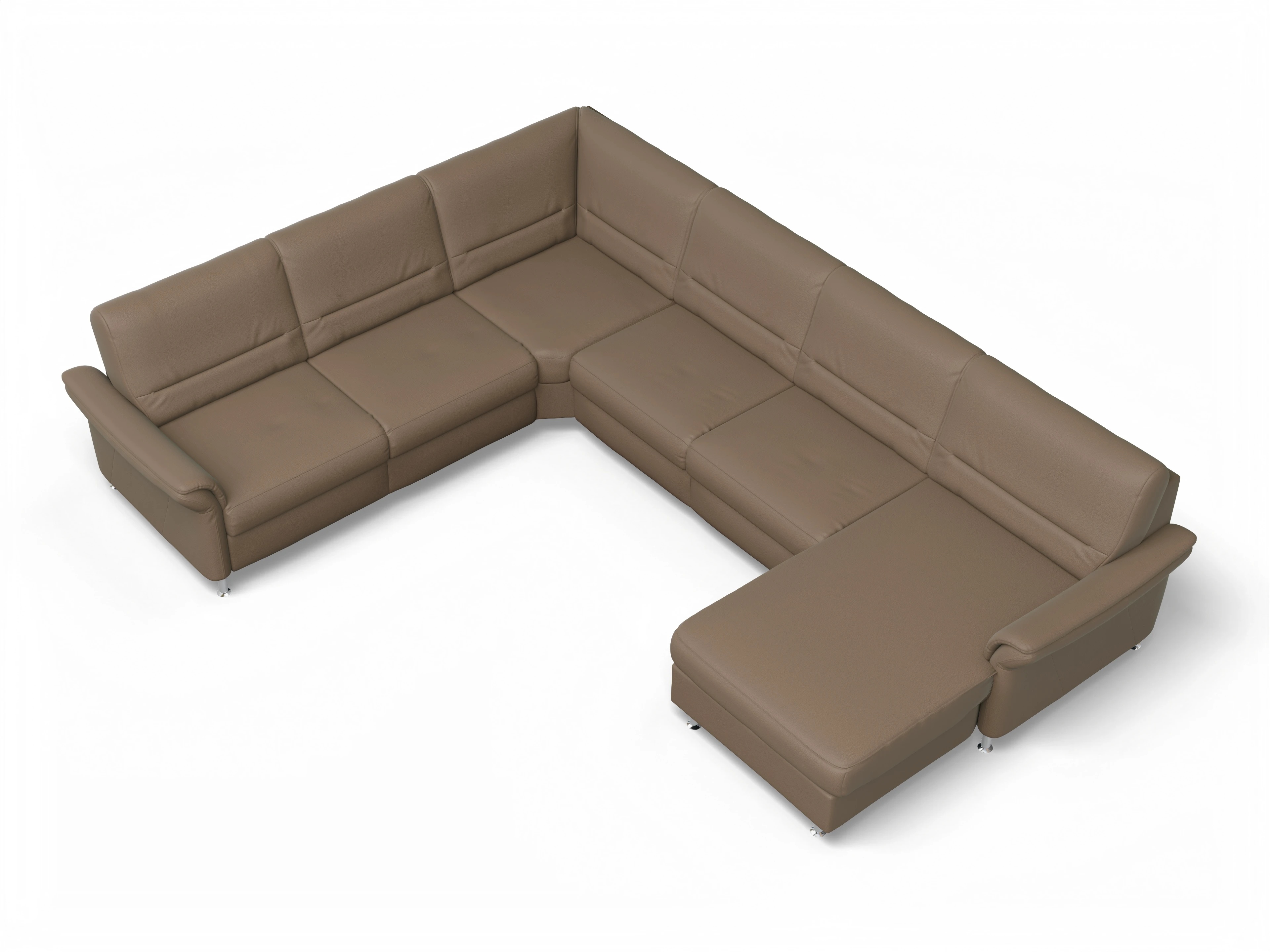 Ansicht des Produktes SC Family 1010 Wohnlandschaft Armlehne links Abschluss offen rechts in Stoff Braun
