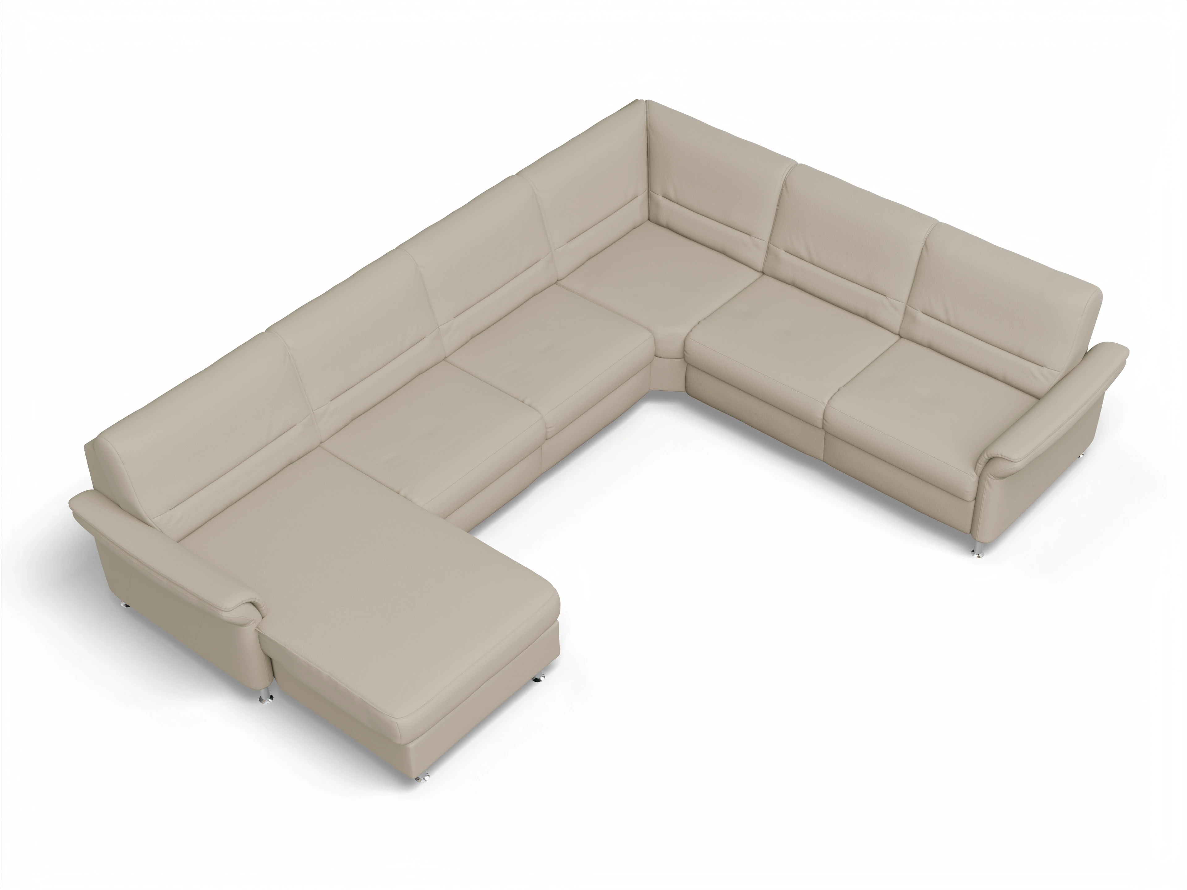 Sitz Concept Family 1010 CanRE Medium R Ansicht des Produktes SC Family 1010 Wohnlandschaft Armlehne rechts Abschluss offen links in Stoff Beige
