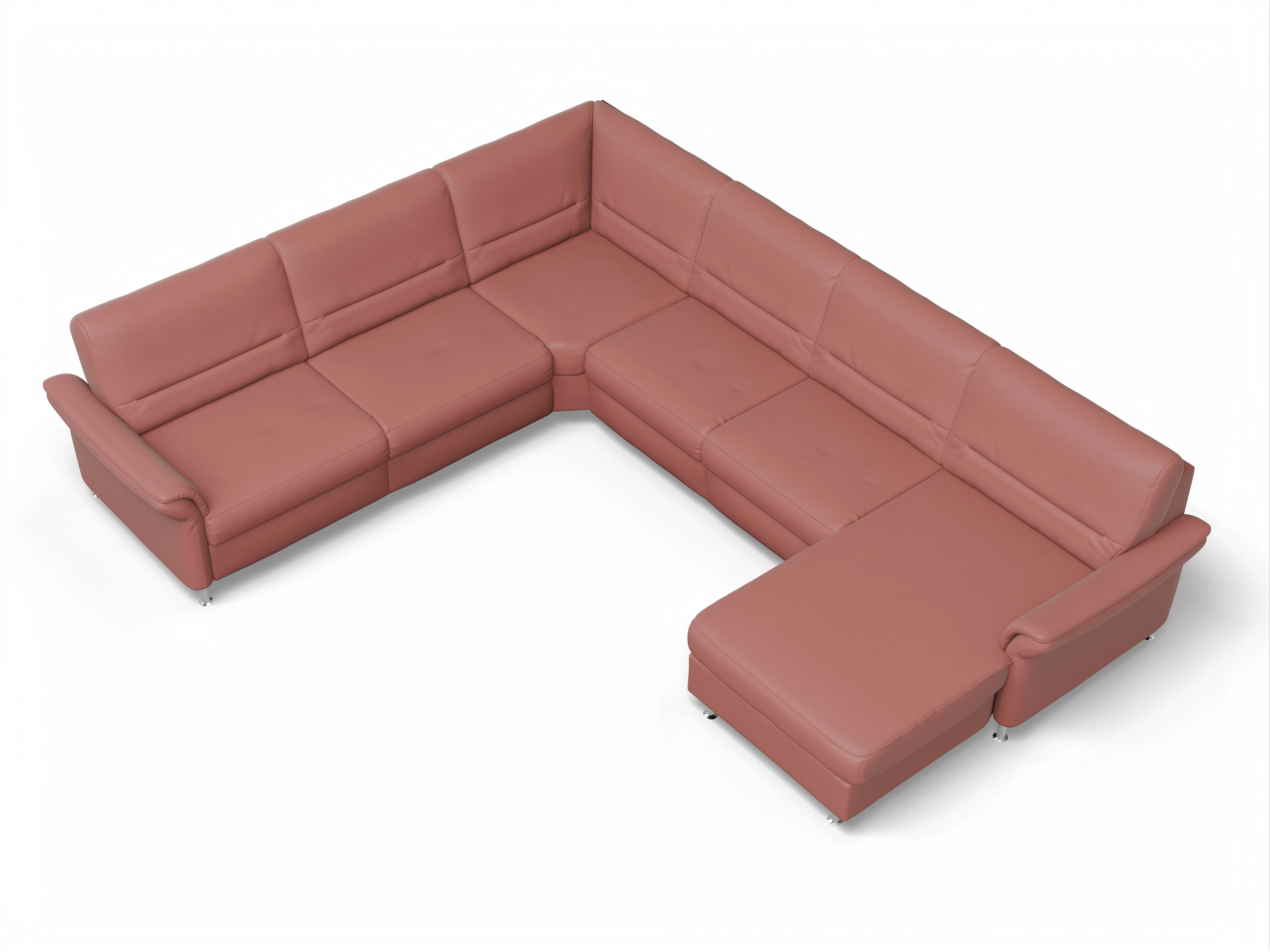 Ansicht des Produktes SC Family 1010 Wohnlandschaft Armlehne links Abschluss offen rechts in Stoff Rot