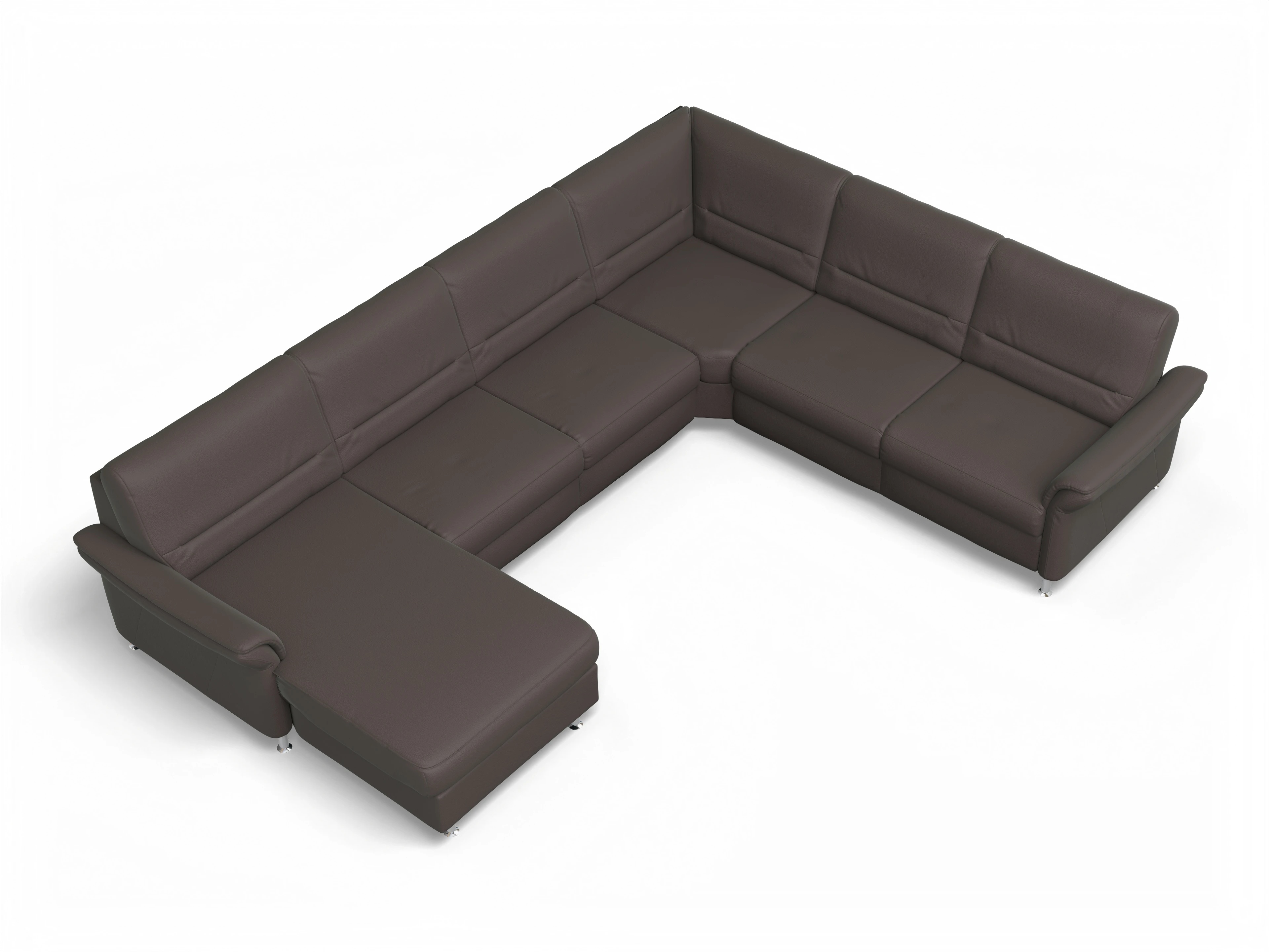 Ansicht des Produktes SC Family 1010 Wohnlandschaft Armlehne rechts Abschluss offen links in Stoff Braun