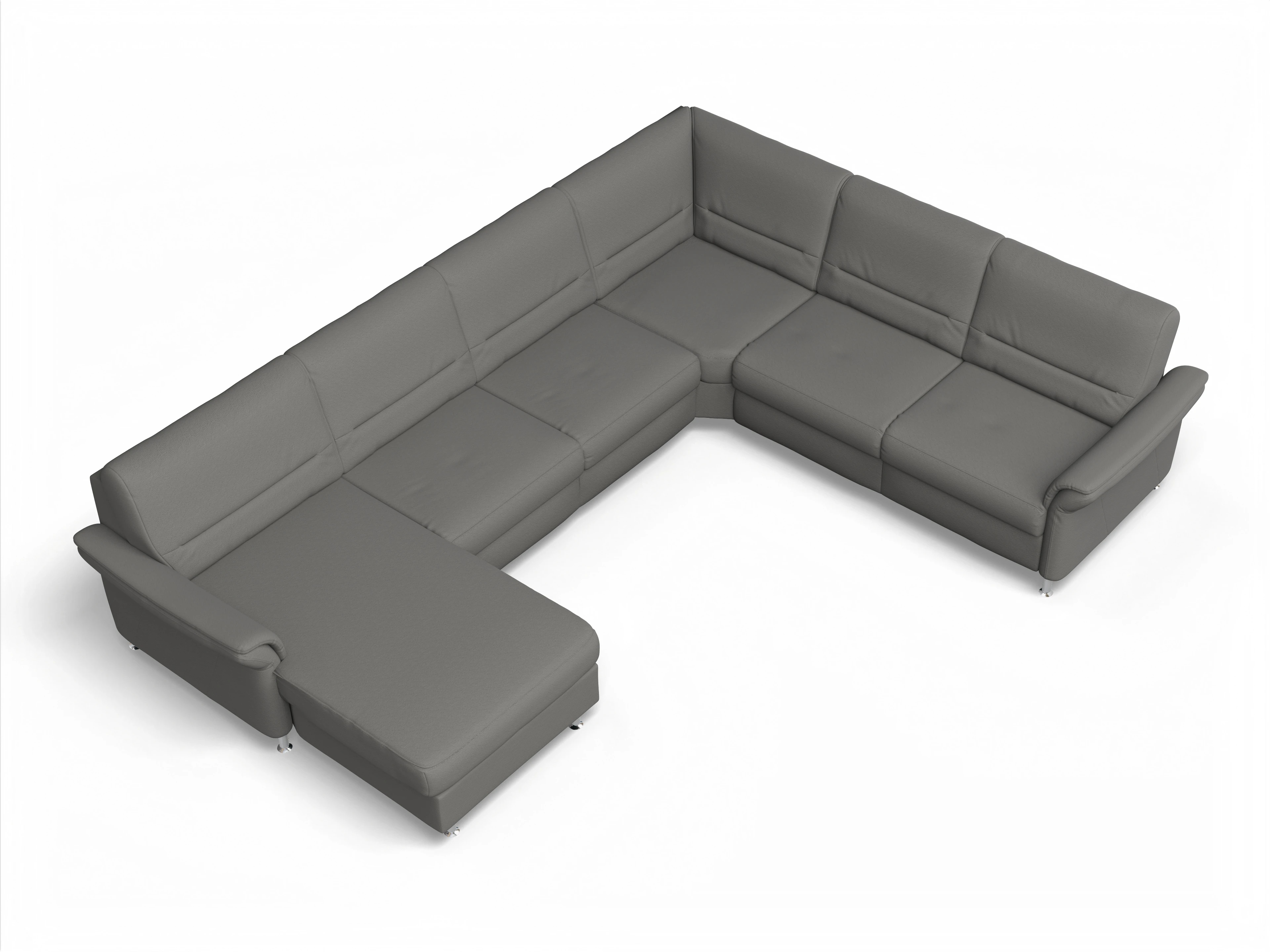 Ansicht des Produktes SC Family 1010 Wohnlandschaft Armlehne rechts Abschluss offen links in Stoff Grau