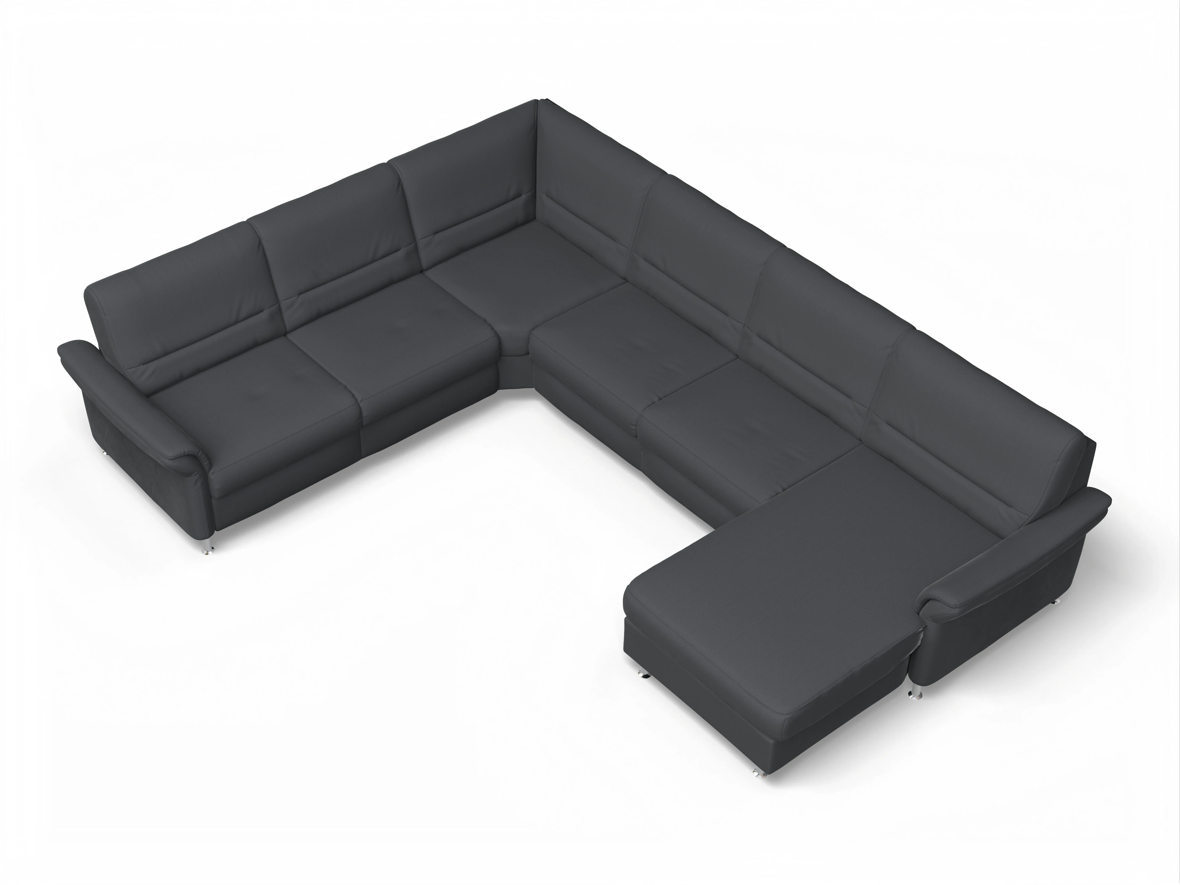Sitz Concept Family 1010 CanRE Medium L Ansicht des Produktes SC Family 1010 Wohnlandschaft Armlehne links Abschluss offen rechts in Stoff Grau