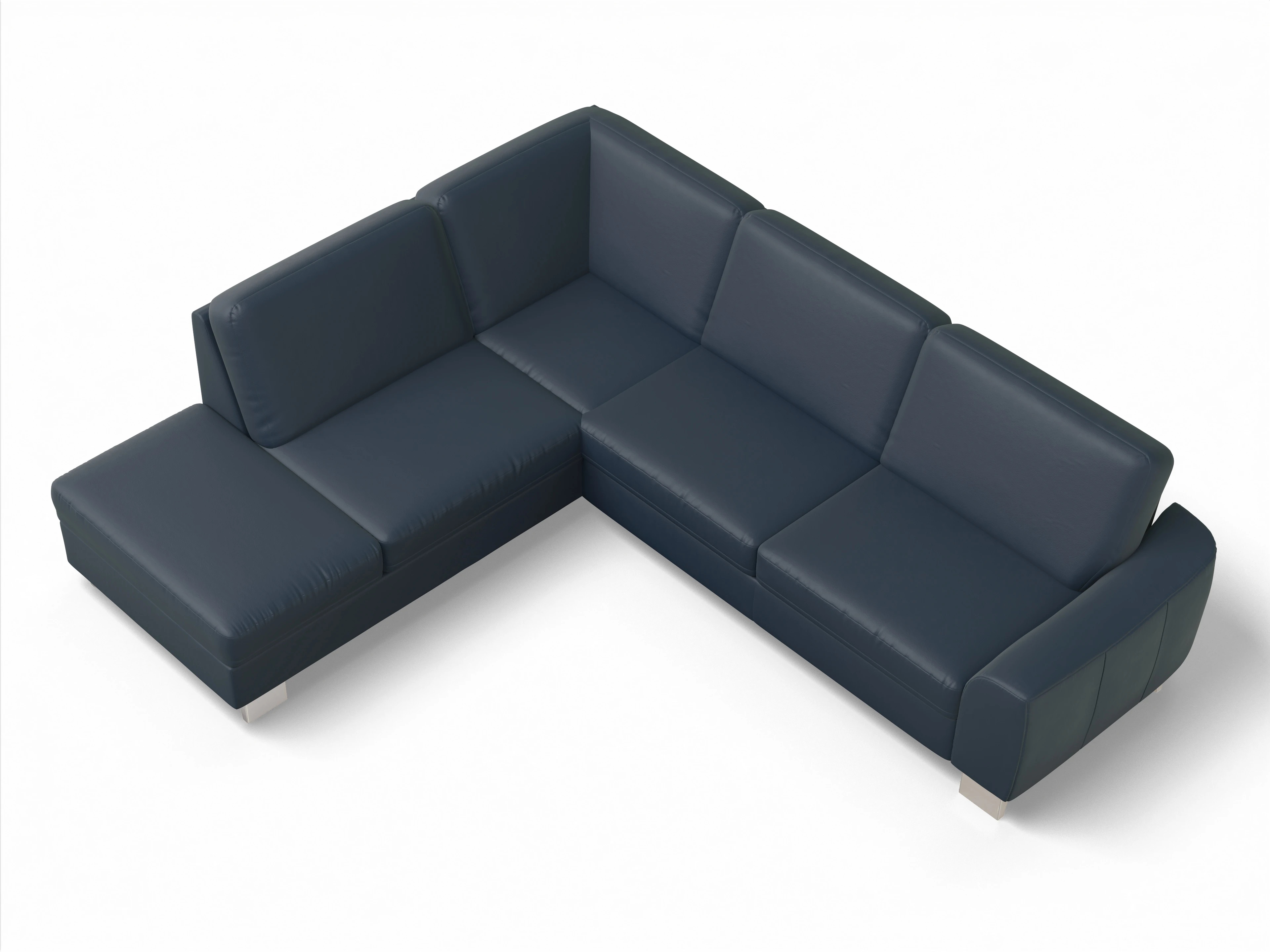 Ansicht des Produktes SC Select 1028 Ecksofa links Abschluss offen in Leder Blau
