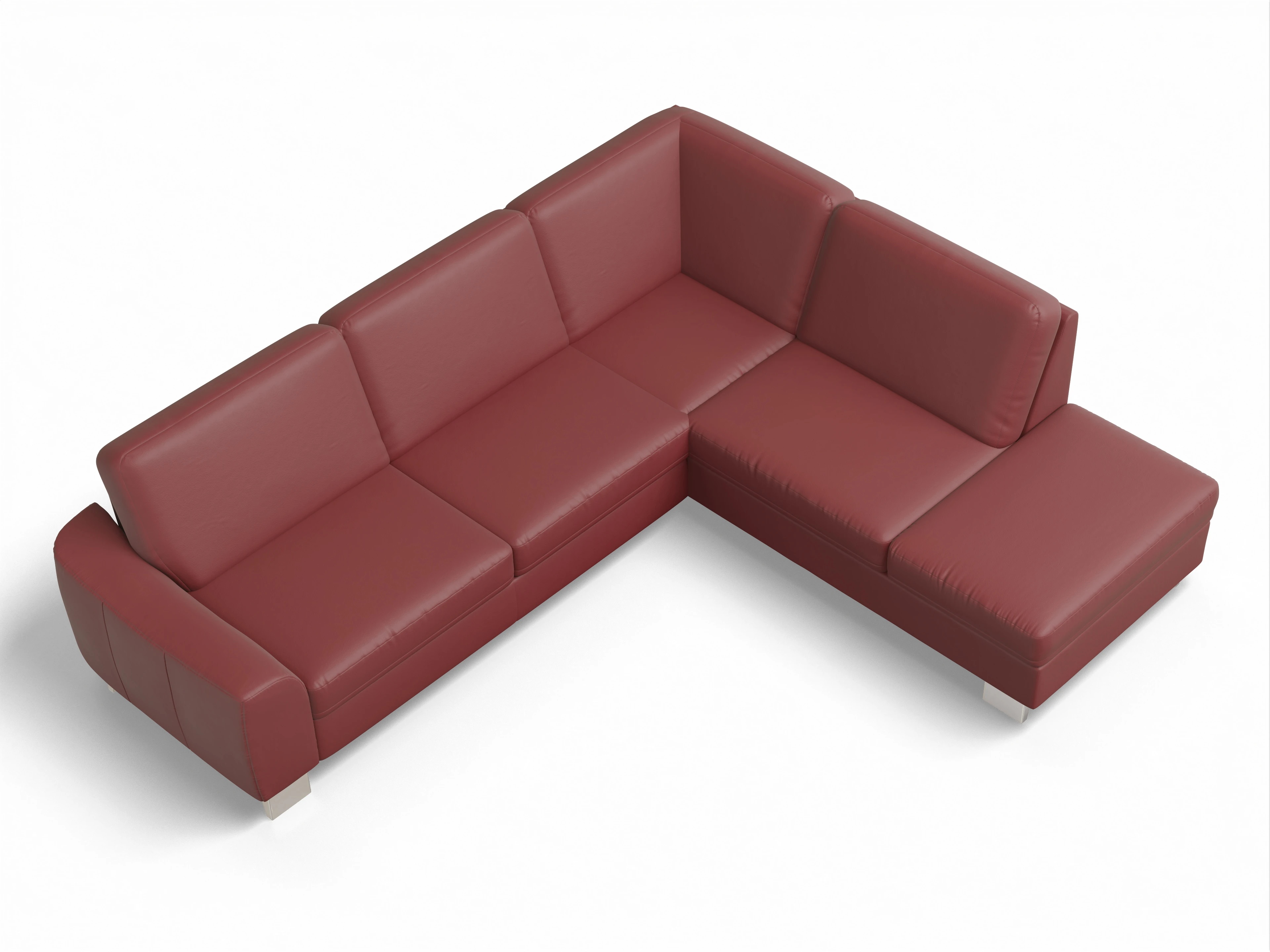 Ansicht des Produktes SC Select 1028 Ecksofa rechts Abschluss offen in Leder Rot