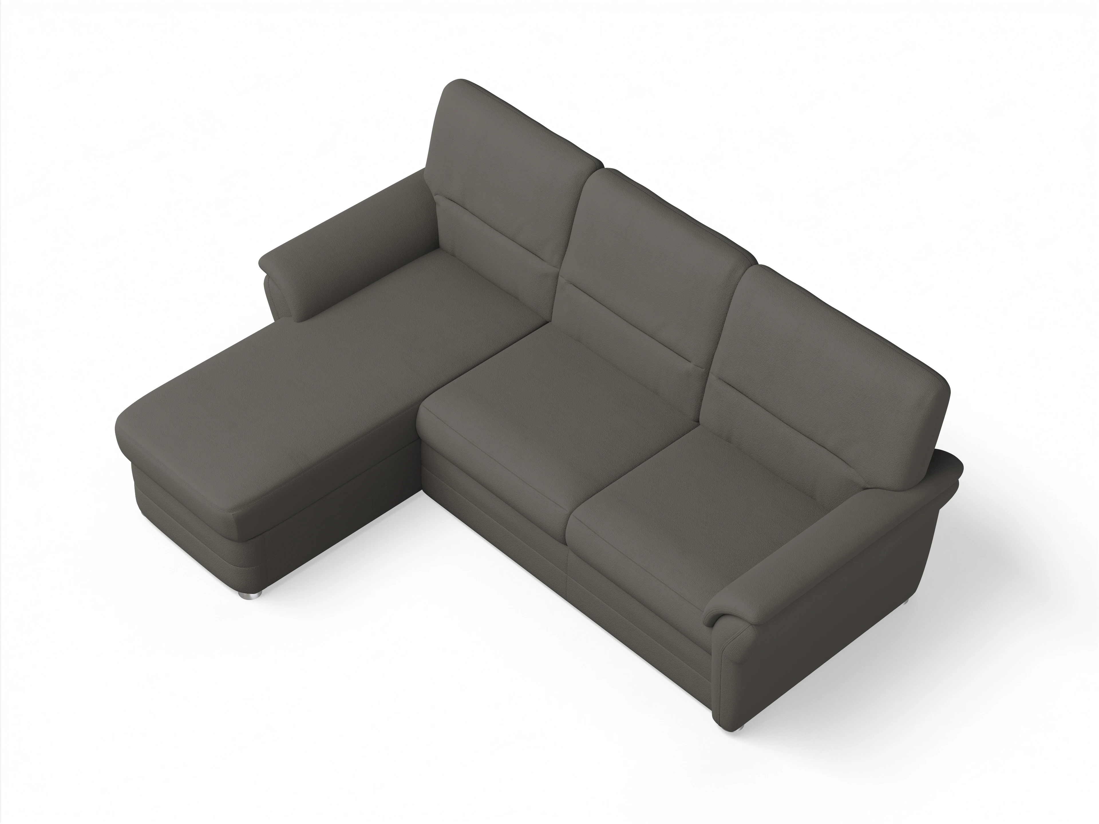 Sitz Concept Classic 1036 Q Canapé Medium L Ansicht des Produktes SC Classic 1036 Ecksofa links Abschluss offen in Stoff Grau