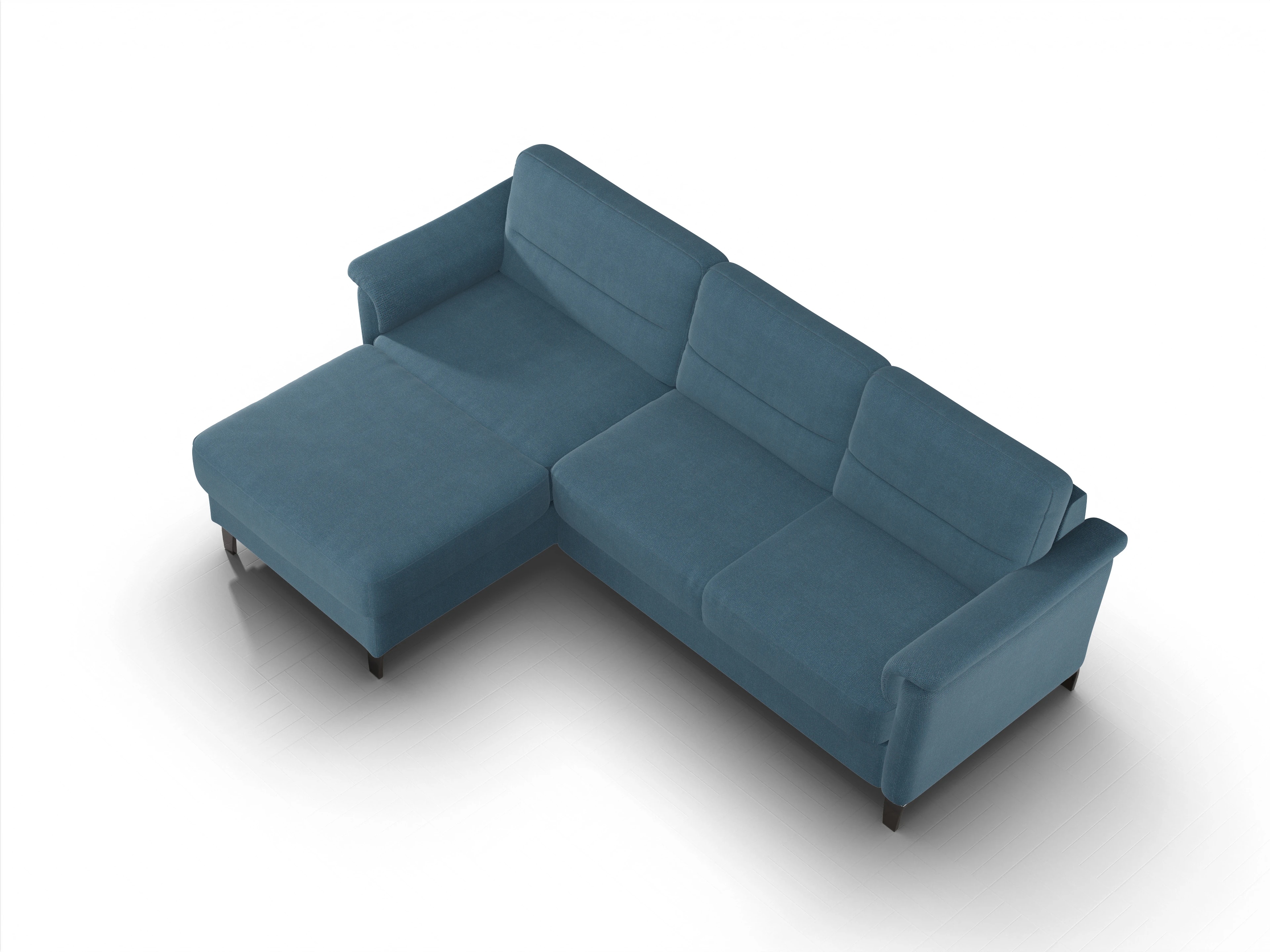 Pagall Ecksofa Longchair Medium L Ansicht des Produktes Pagall Ecksofa links Abschluss offen in Stoff