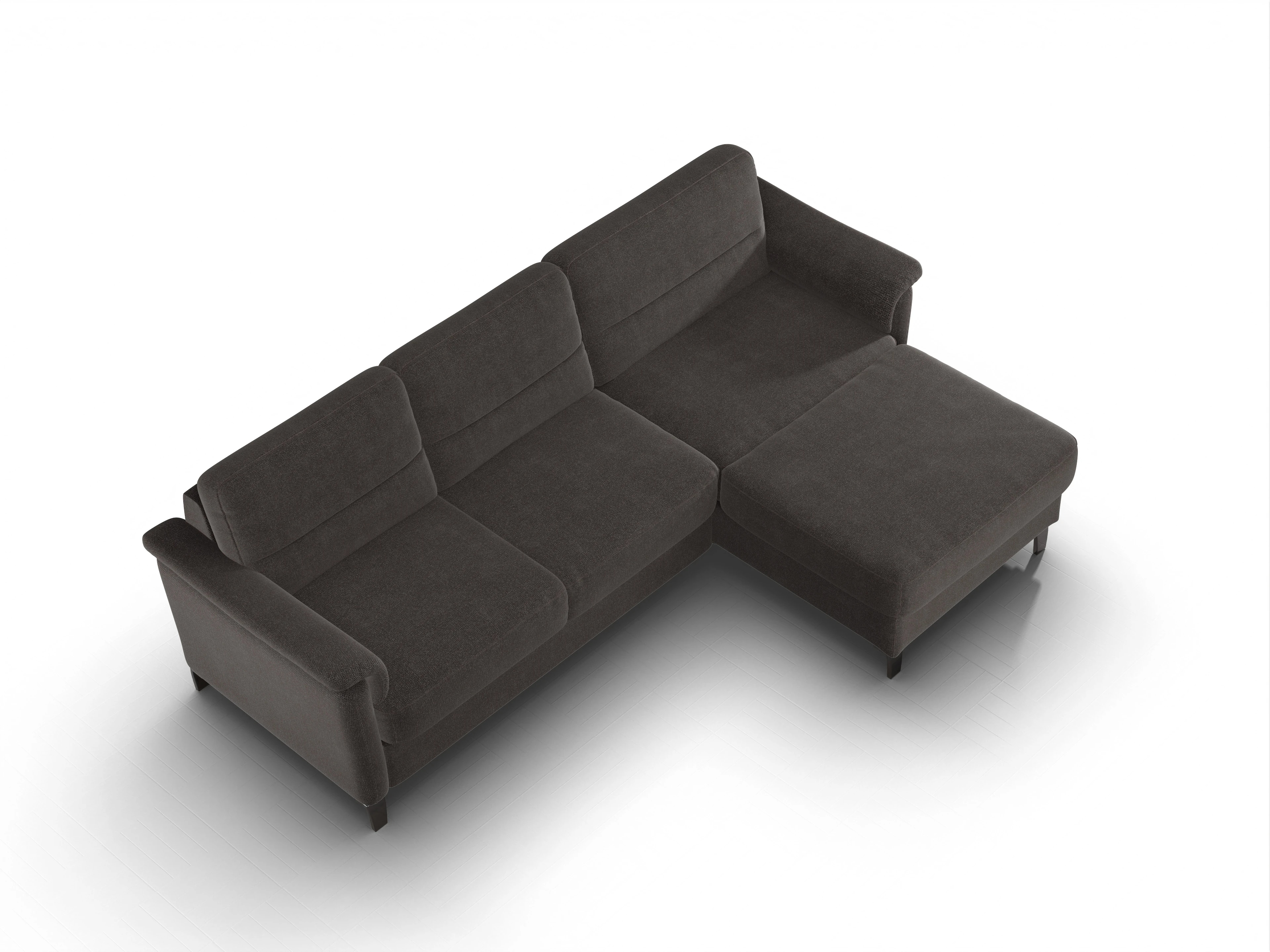 Pagall Ecksofa Longchair Medium R Ansicht des Produktes Pagall Ecksofa rechts Abschluss offen in Stoff