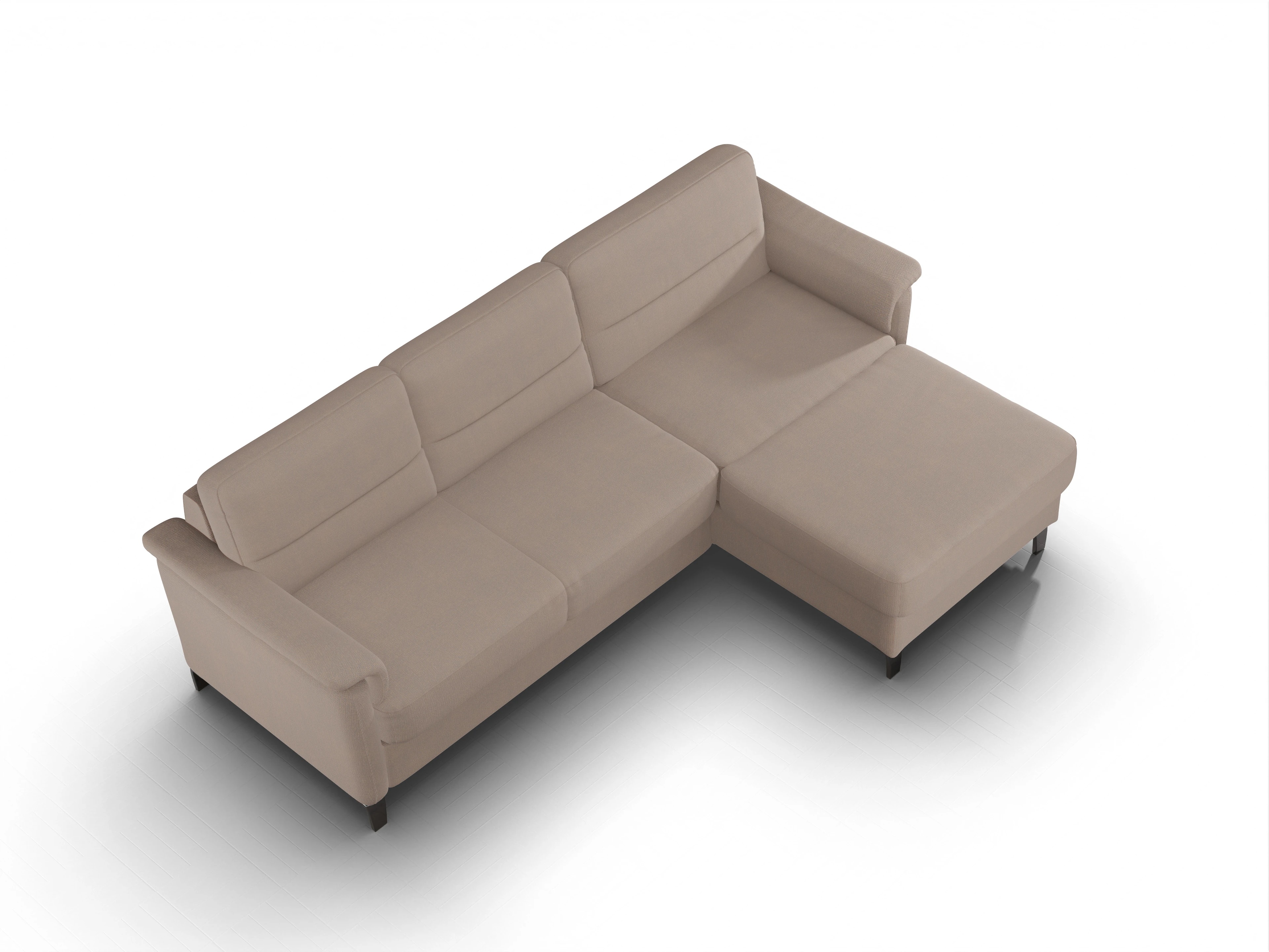 Pagall Ecksofa Longchair Medium R Ansicht des Produktes Pagall Ecksofa rechts Abschluss offen in Stoff