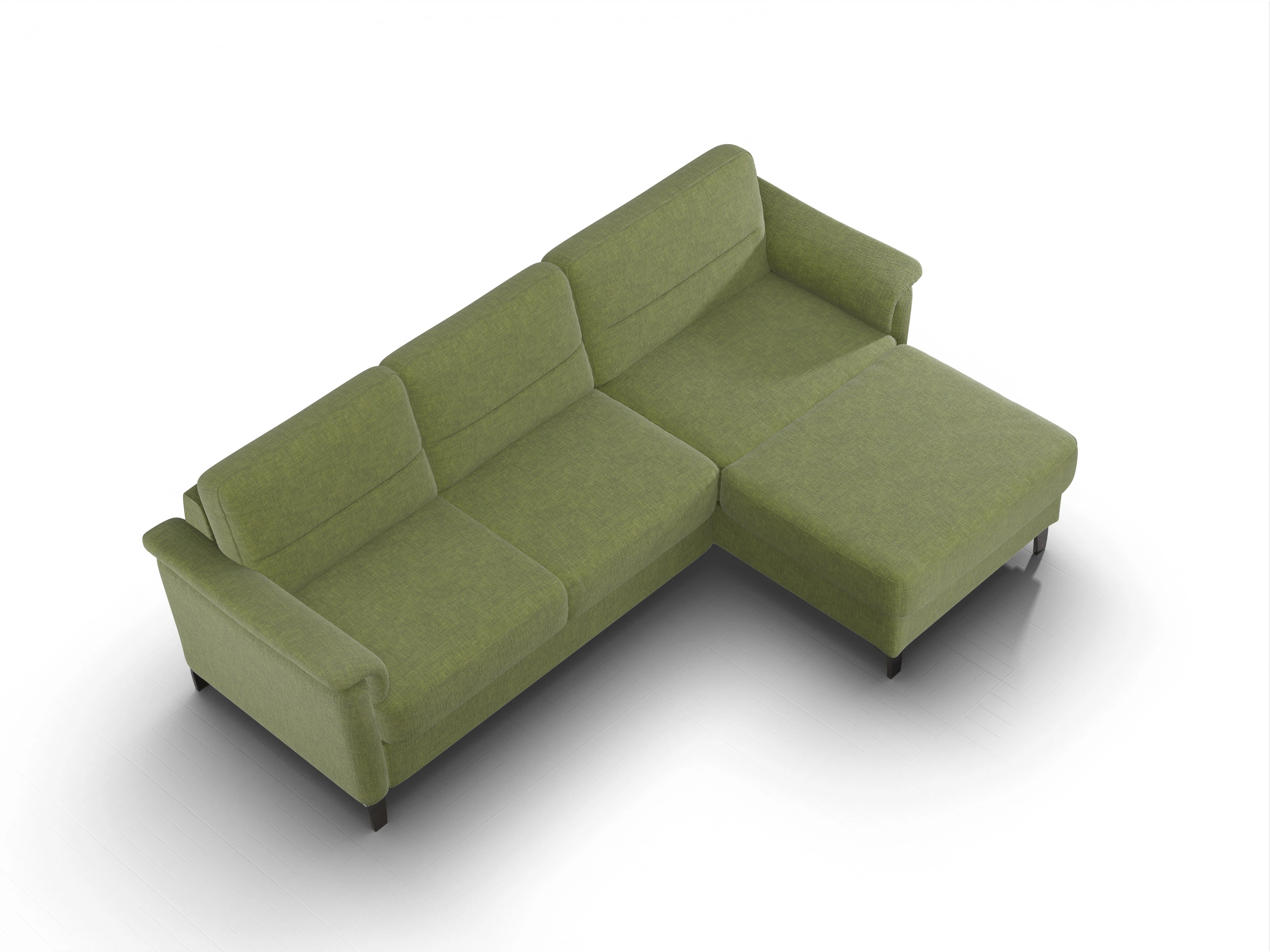Pagall Ecksofa Longchair Medium R Ansicht des Produktes Pagall Ecksofa rechts Abschluss offen in Stoff