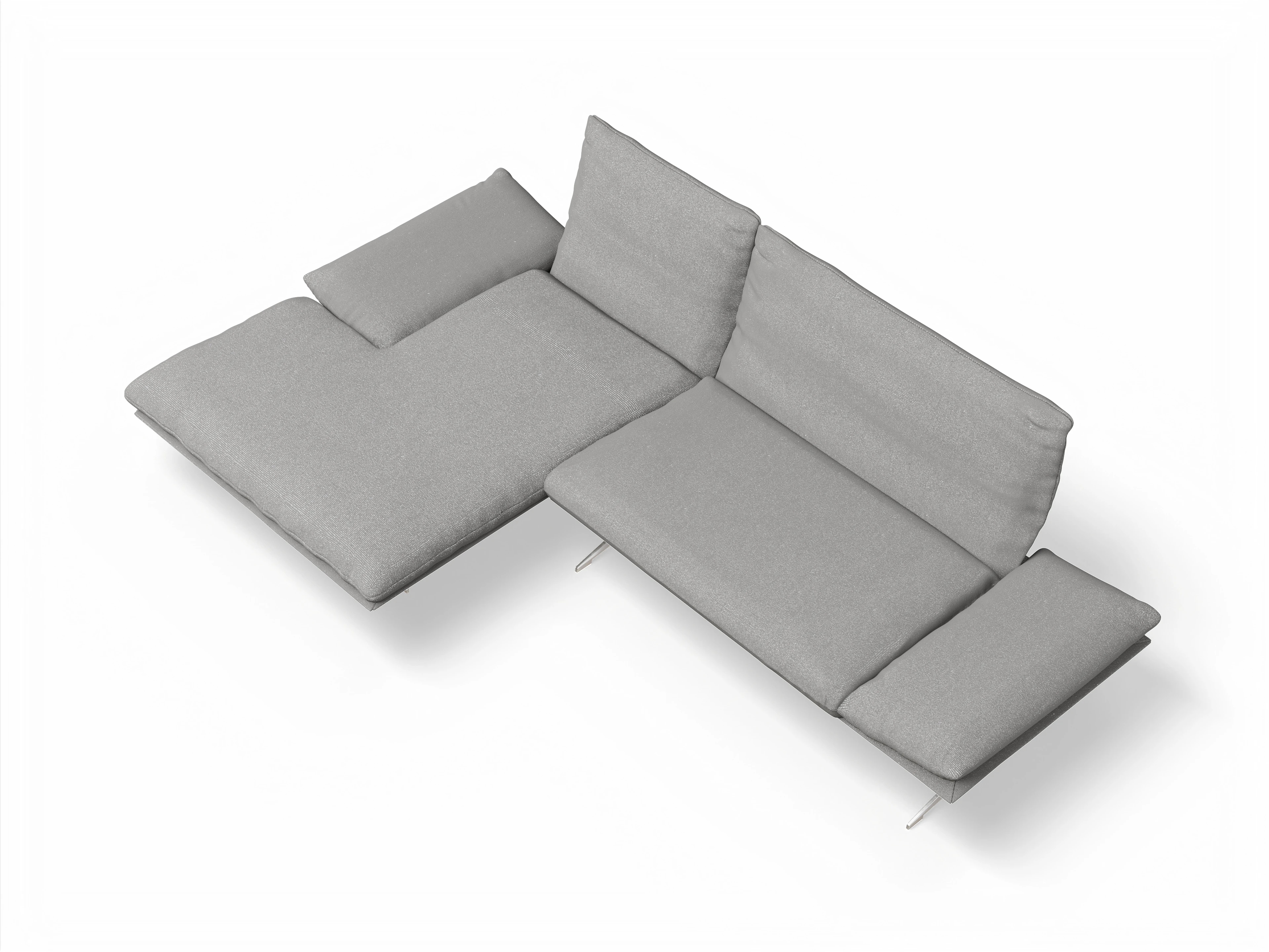 Koinor Francis Ecksofa PL FR Ansicht des Produktes Francis Ecksofa links Abschluss offen in Stoff Grau