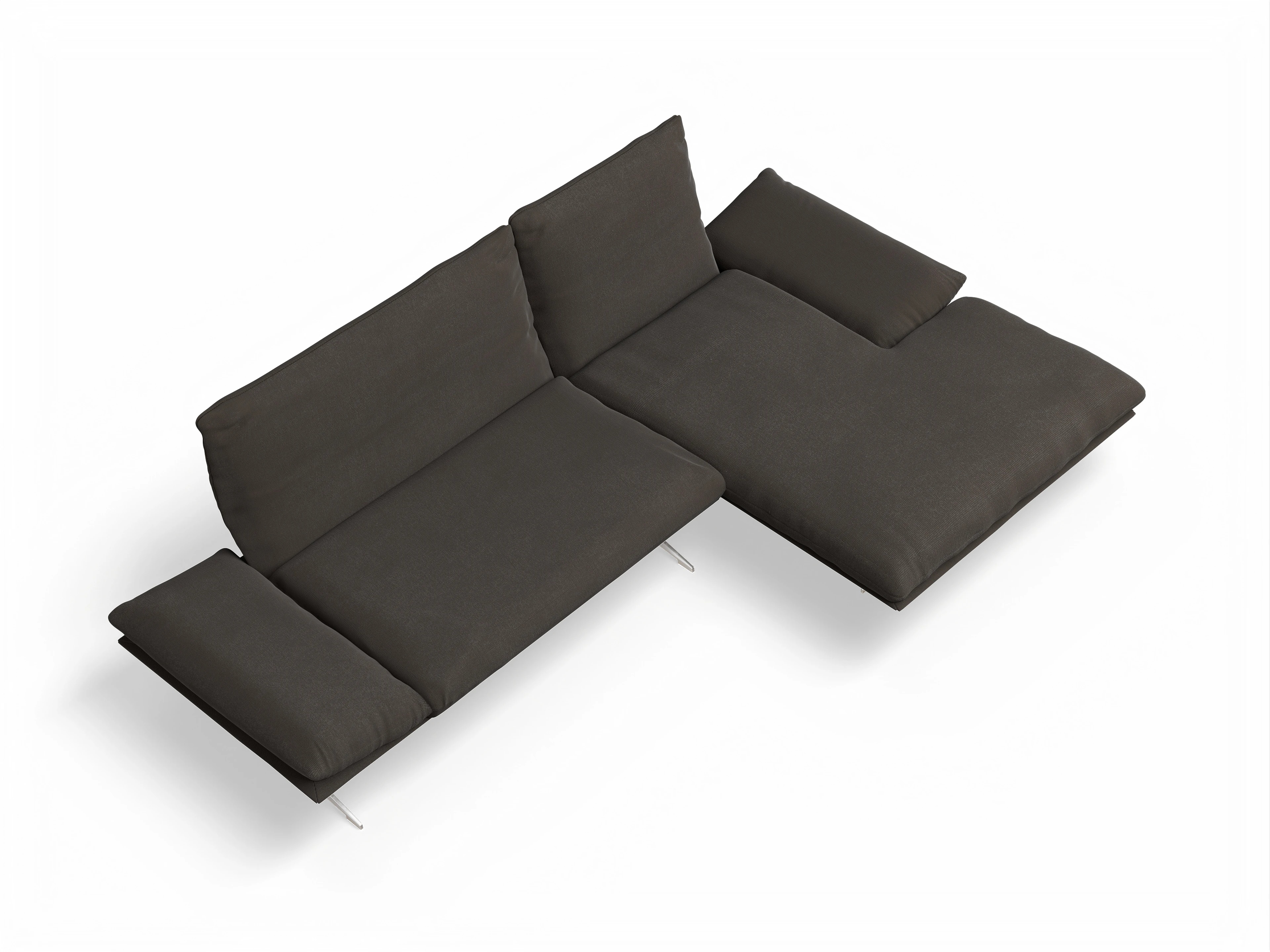 Koinor Francis Ecksofa FL PR Ansicht des Produktes Francis Ecksofa rechts Abschluss offen in Stoff Grau