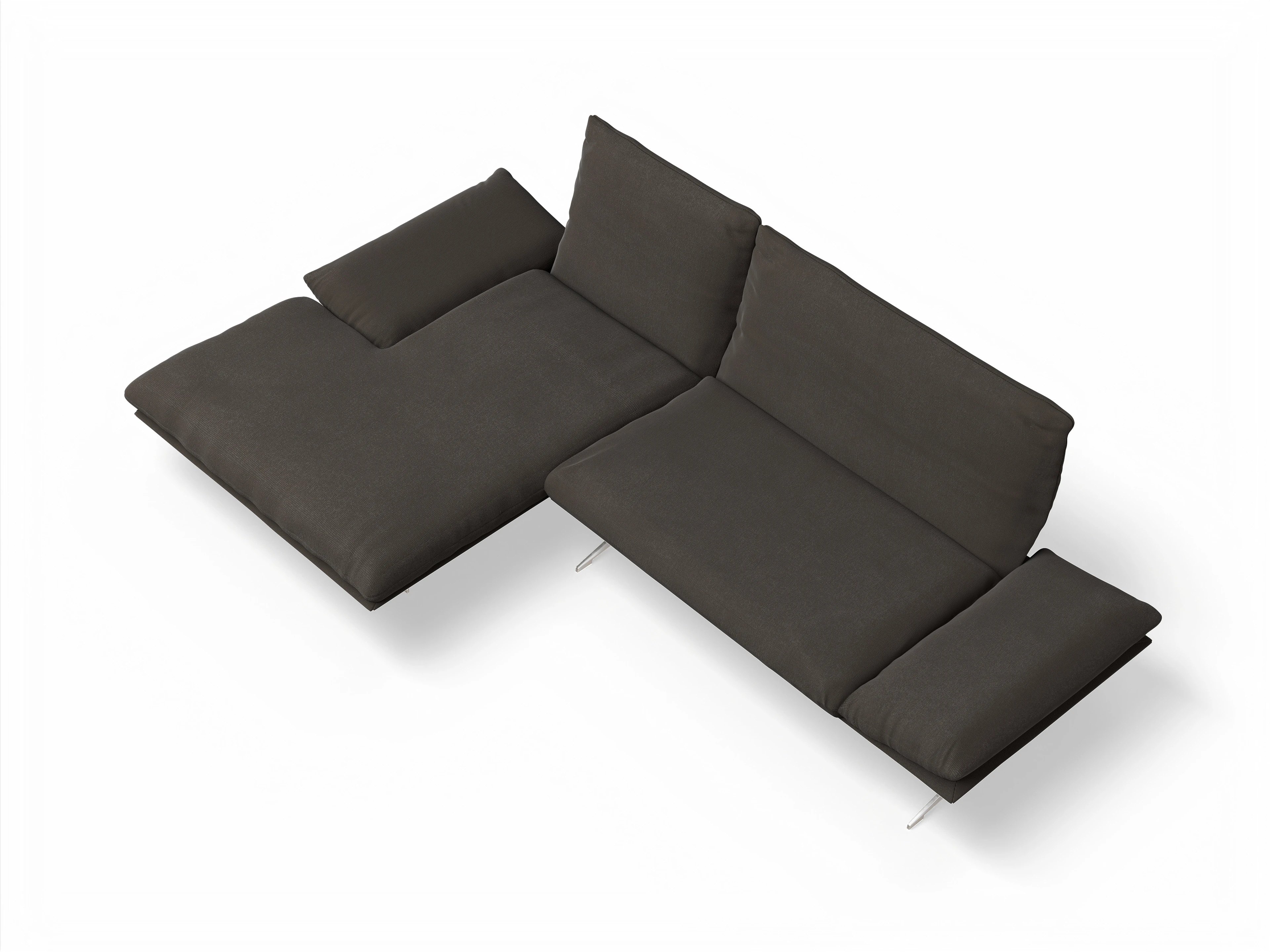 Koinor Francis Ecksofa PL FR Ansicht des Produktes Francis Ecksofa links Abschluss offen in Stoff Grau