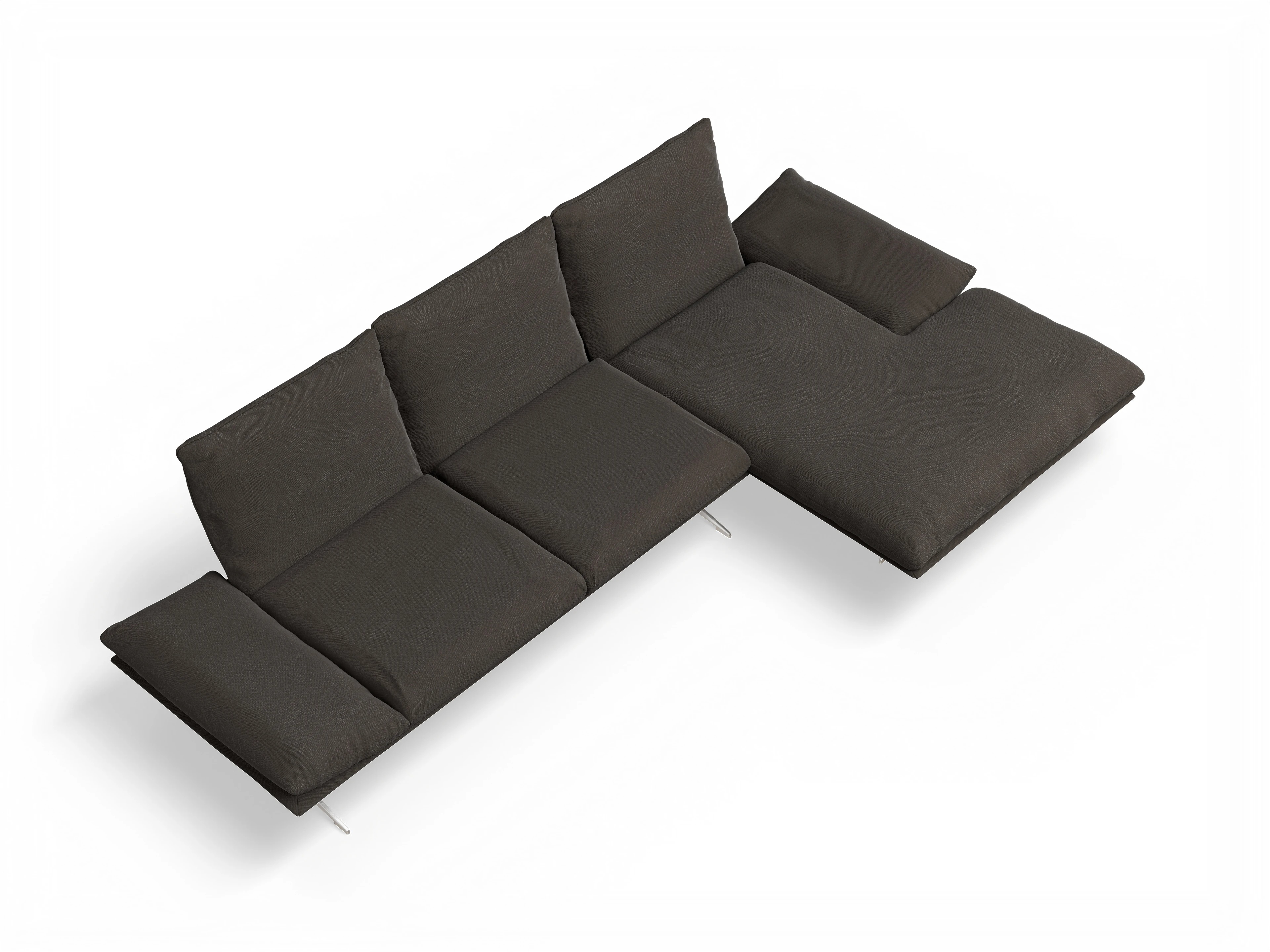 Koinor Francis Ecksofa EL PR Ansicht des Produktes Francis Ecksofa rechts Abschluss offen in Stoff Grau