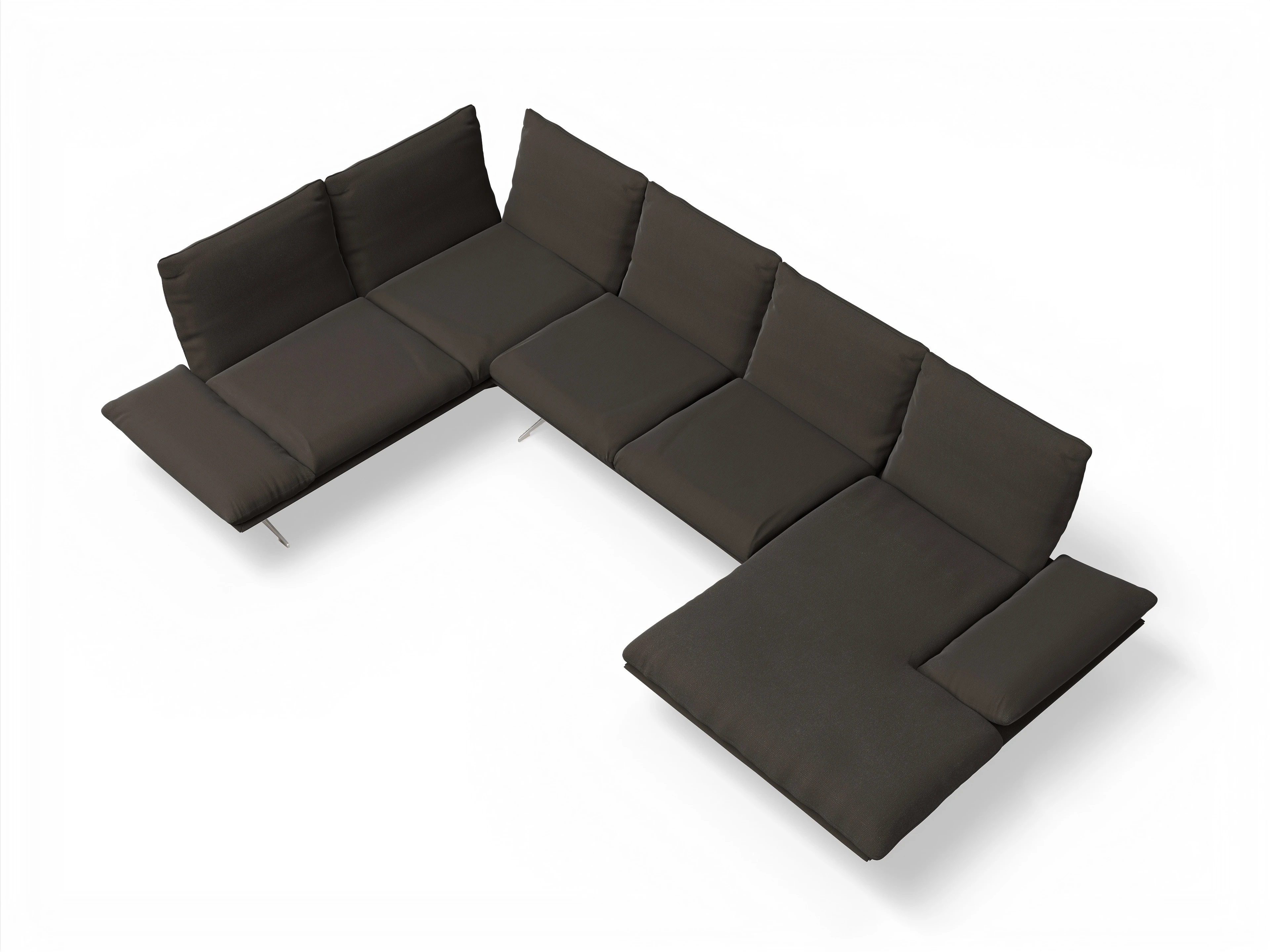 Ansicht des Produktes Francis Wohnlandschaft Armlehne links Abschluss offen rechts in Stoff Grau