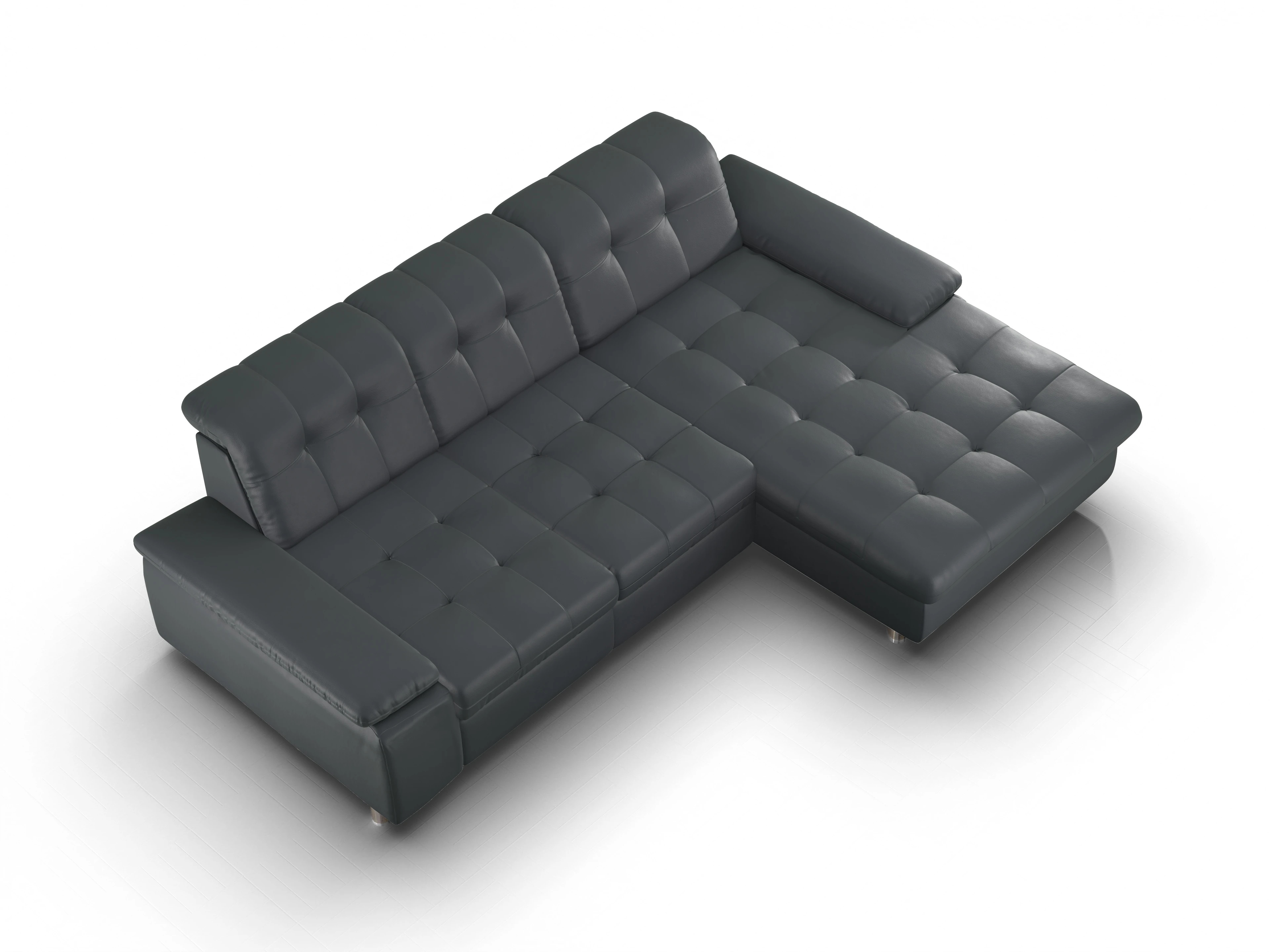 Sitz Concept select 1012 Canapé Medium R Ansicht des Produktes SC Select 1012 Ecksofa rechts Abschluss offen in Leder Grau