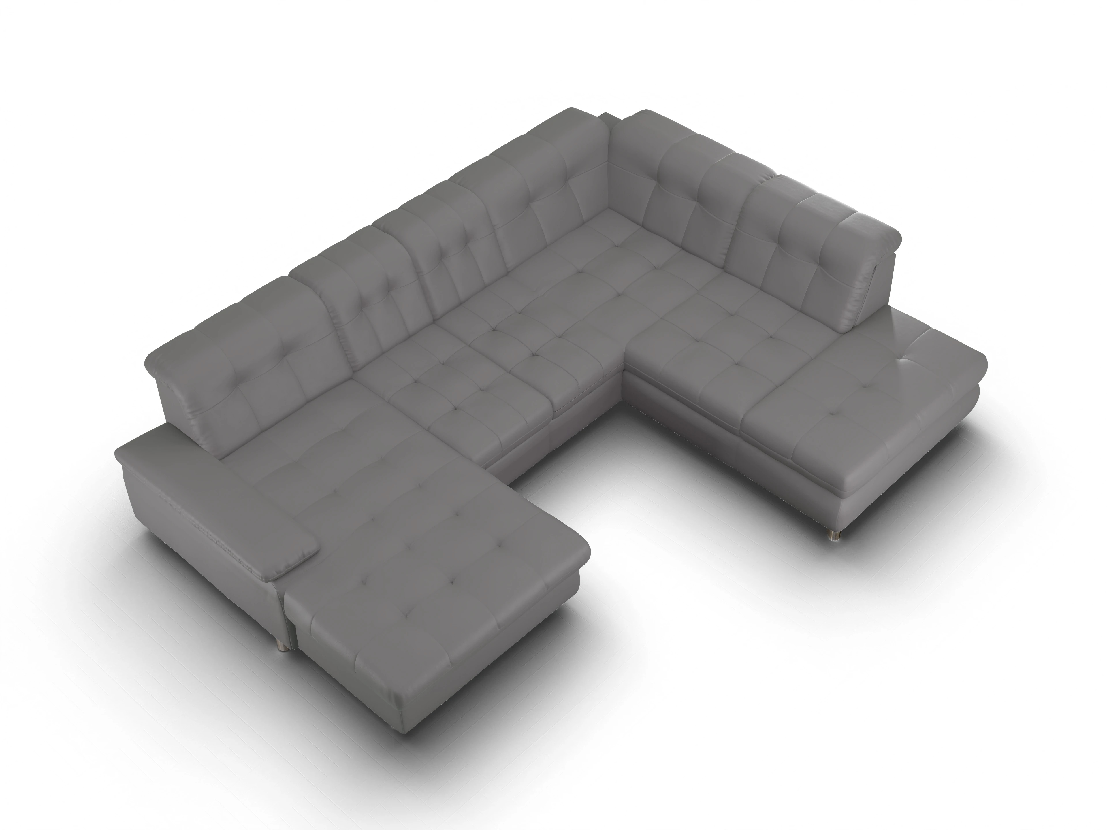 Sitz Concept select 1012 Canapé Small SE1,5Aho L Ansicht des Produktes SC Select 1012 Wohnlandschaft offen beidseitig in Leder Grau