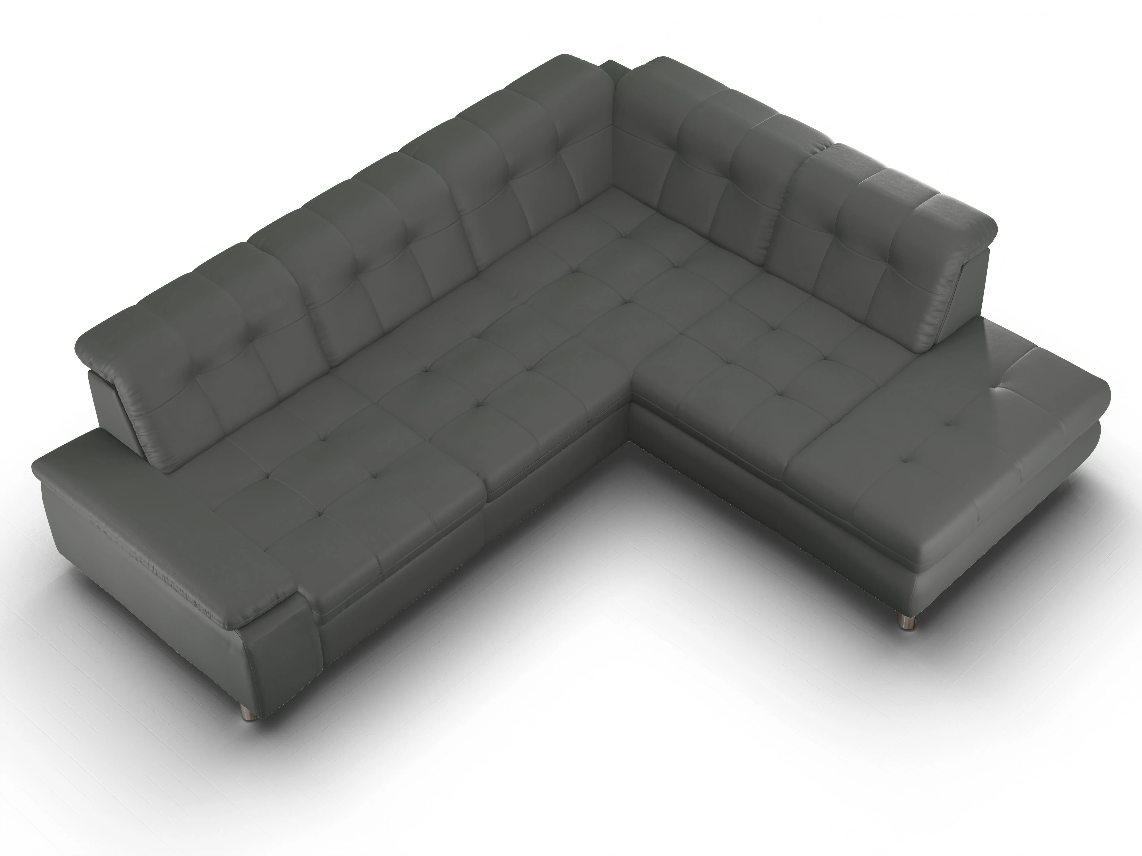 Sitz Concept select 1012 SP15HO Large R Ansicht des Produktes SC Select 1012 Ecksofa rechts Abschluss offen in Leder Grau