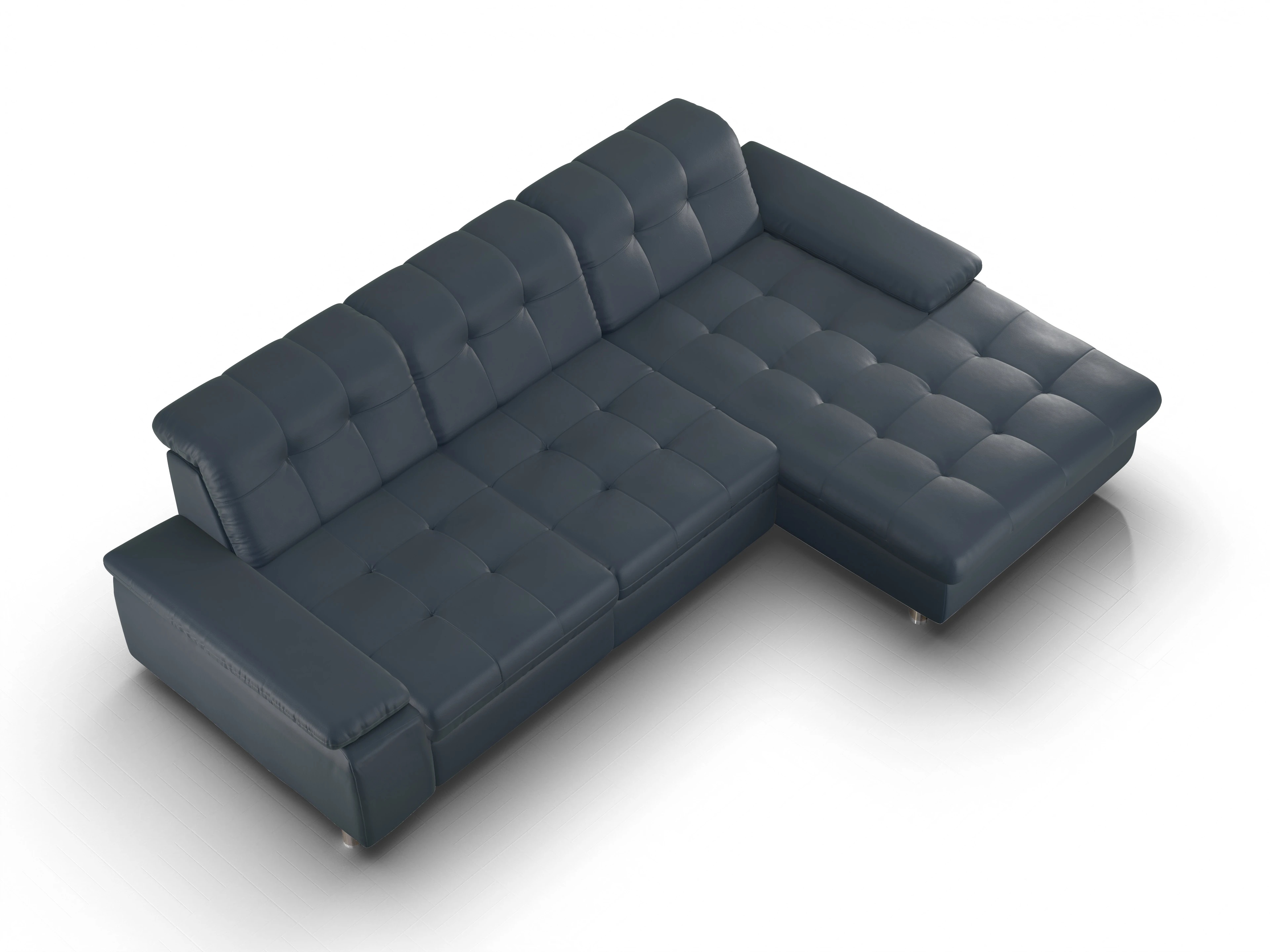 Sitz Concept select 1012 Canapé Large R Ansicht des Produktes SC Select 1012 Ecksofa rechts Abschluss offen in Leder Blau