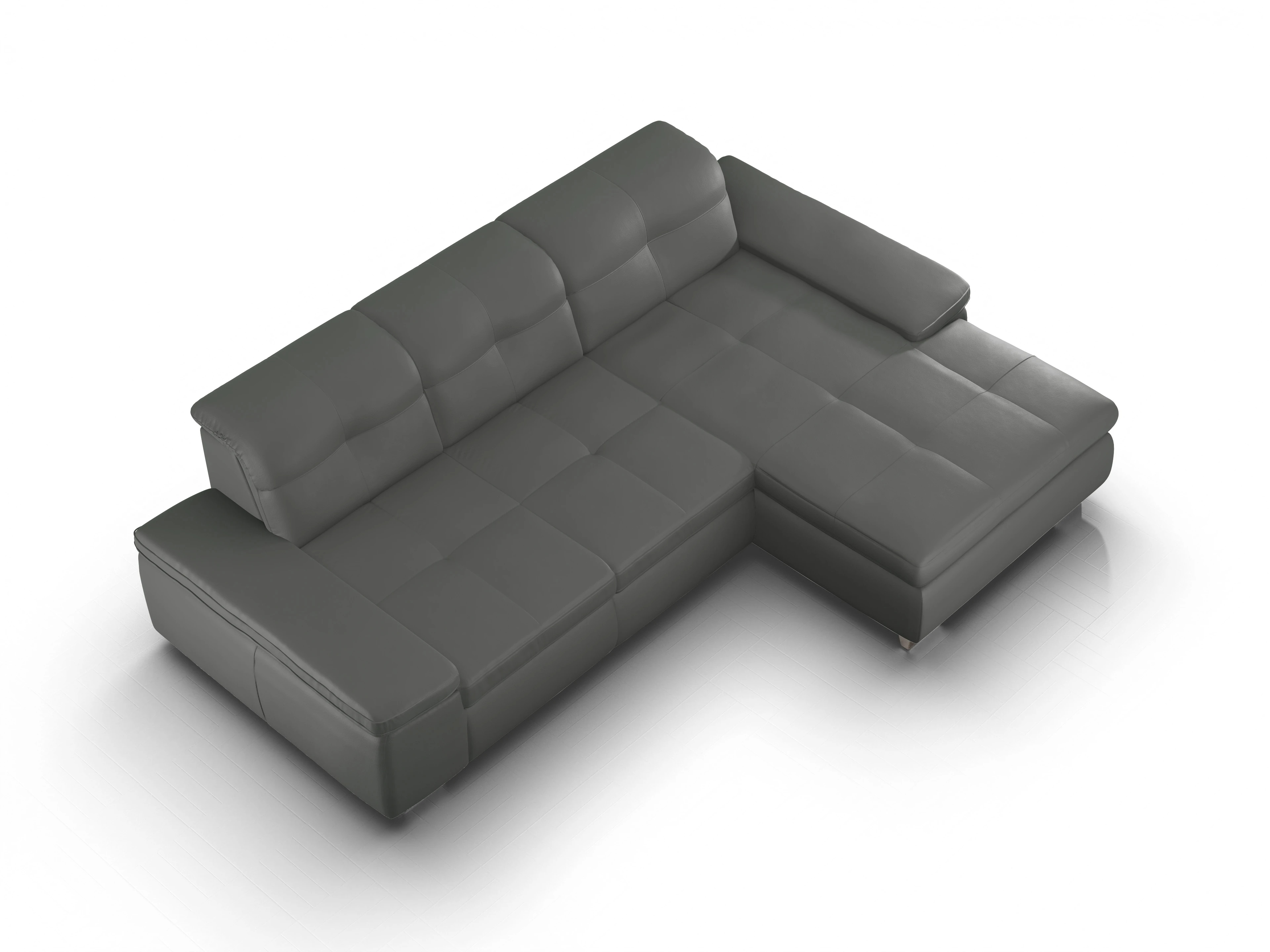 Ansicht des Produktes SC Select 1001 Ecksofa rechts Abschluss offen in Leder Grau