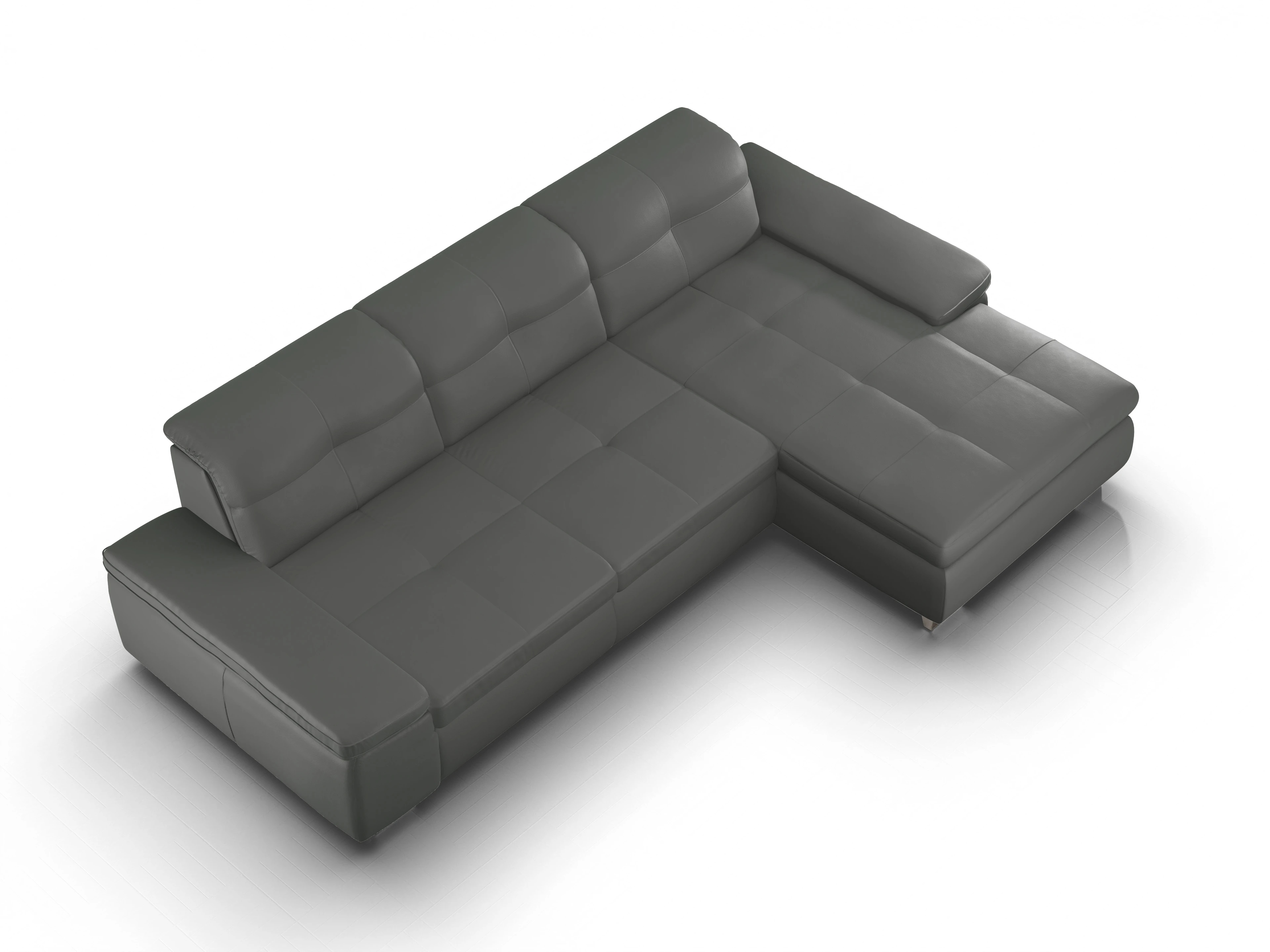 Ansicht des Produktes SC Select 1001 Ecksofa rechts Abschluss offen in Leder Grau