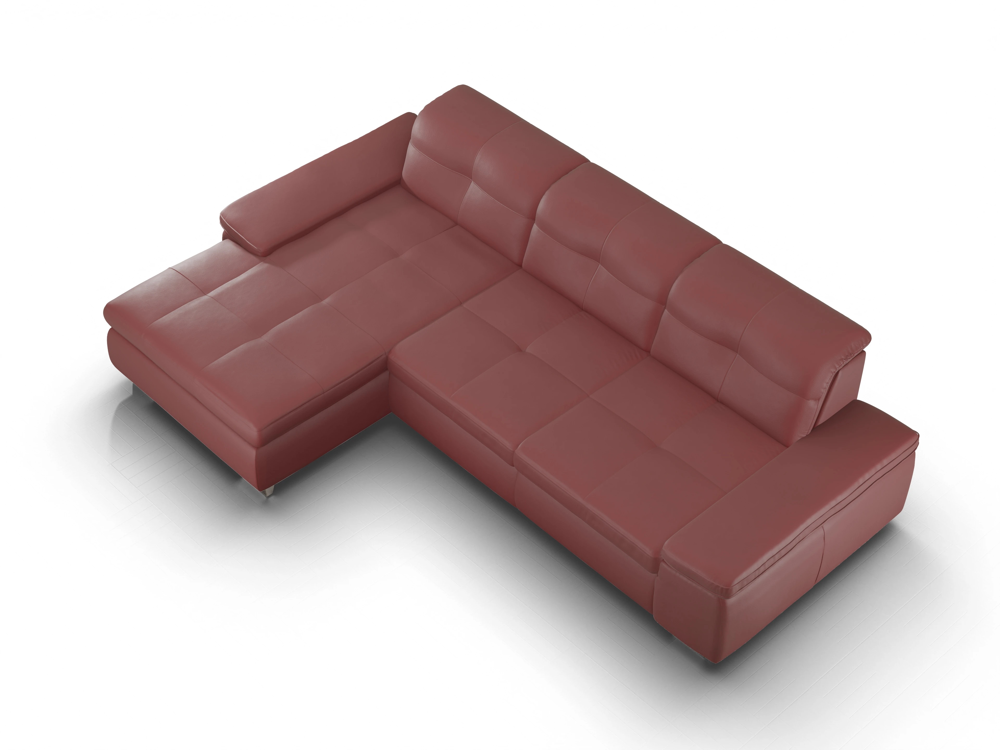 Ansicht des Produktes SC Select 1001 Ecksofa links Abschluss offen in Leder Rot