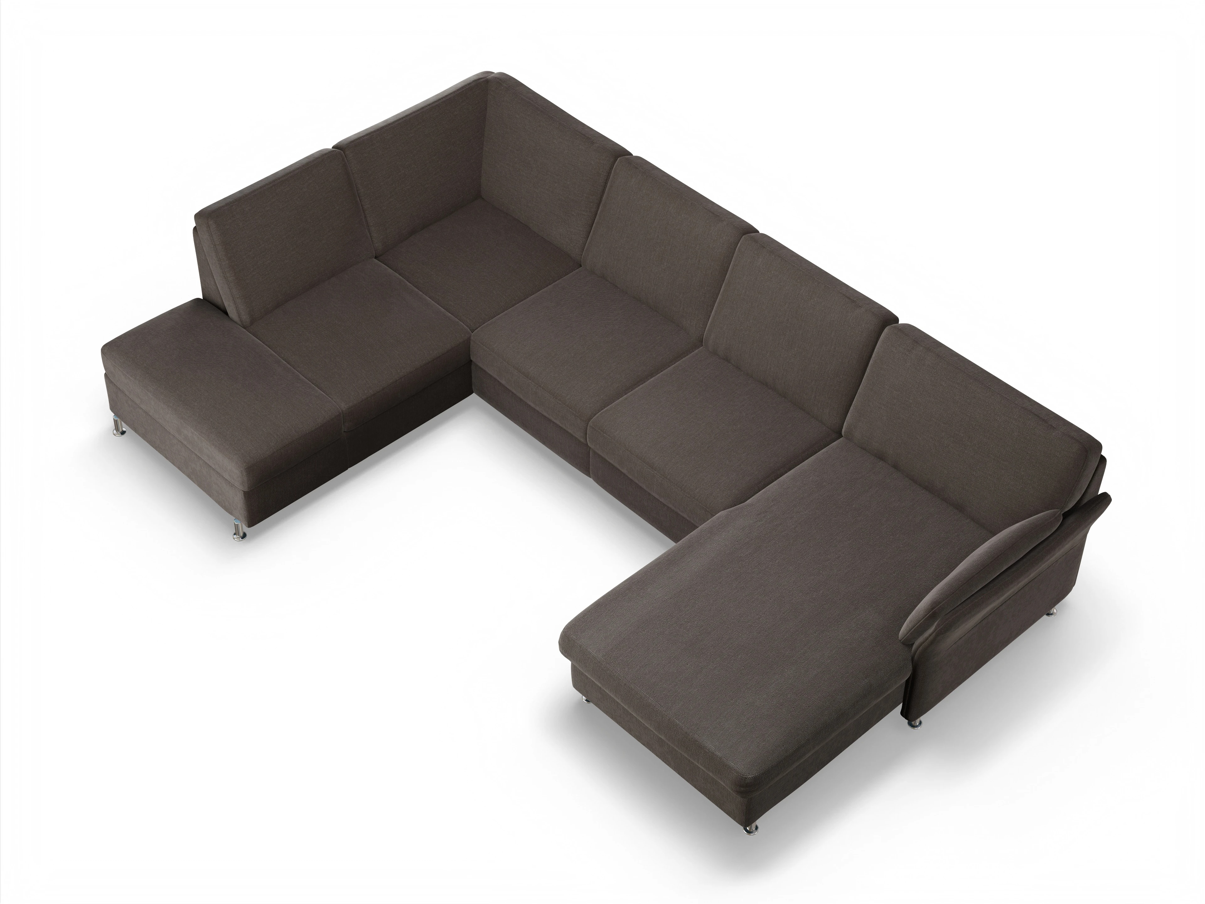 Ansicht des Produktes SC Family 1067 Wohnlandschaft offen beidseitig in Stoff Braun