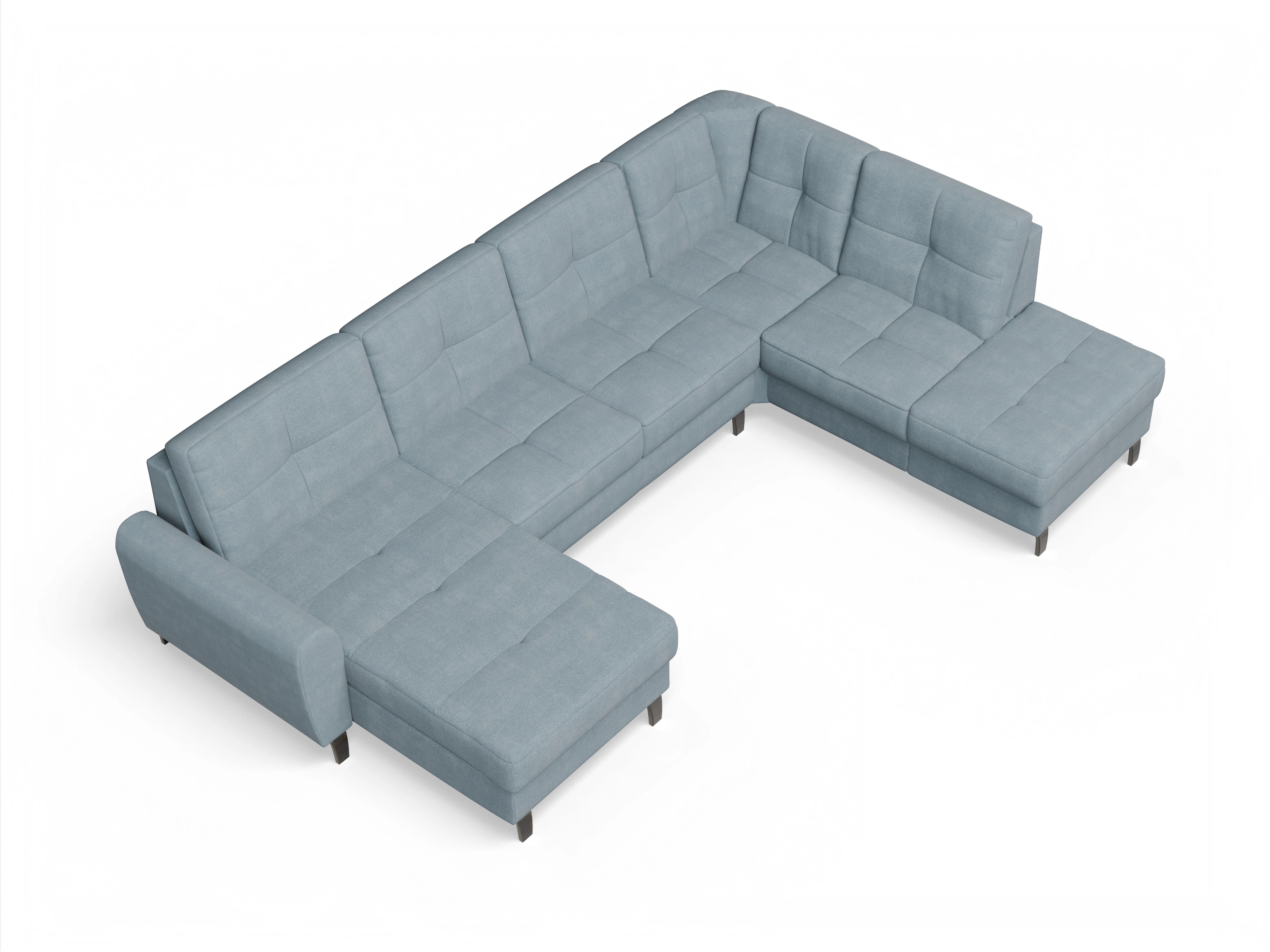 Valona Wohnlandschaft OT LO Medium R Ansicht des Produktes Valona Wohnlandschaft offen beidseitig in Stoff Blau