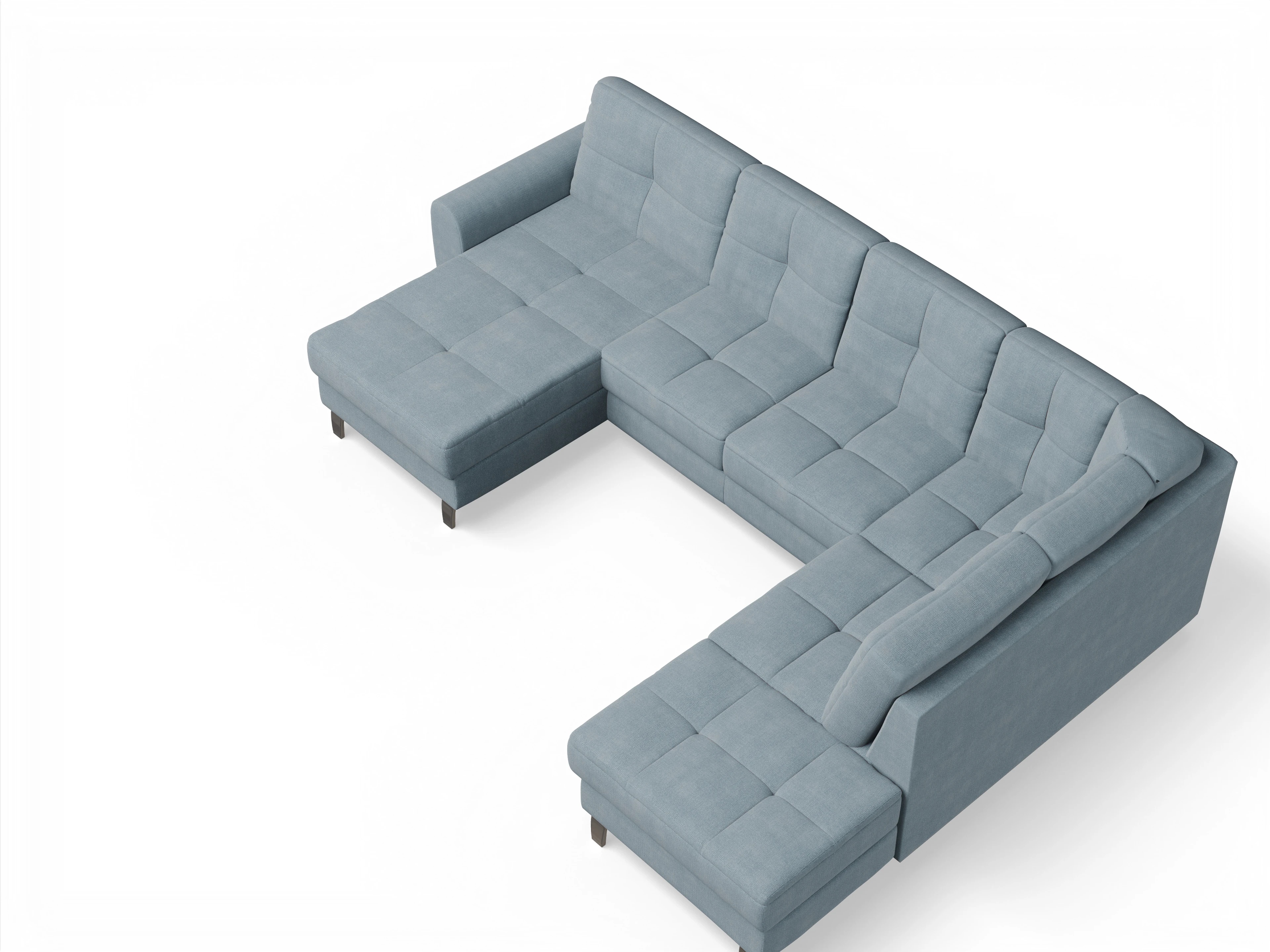 Ansicht des Produktes Valona Wohnlandschaft offen beidseitig in Stoff Blau