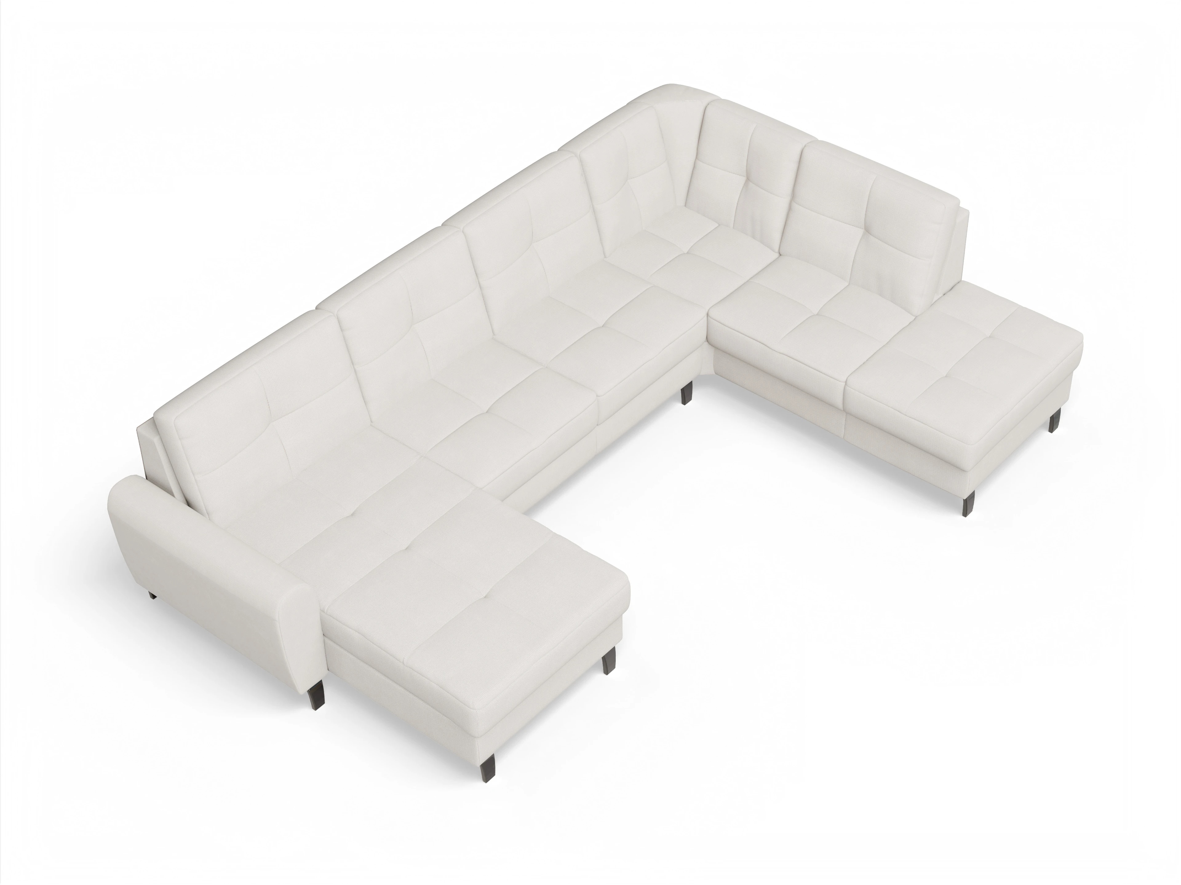 Valona Wohnlandschaft OT LO Medium R Ansicht des Produktes Valona Wohnlandschaft offen beidseitig in Stoff Beige