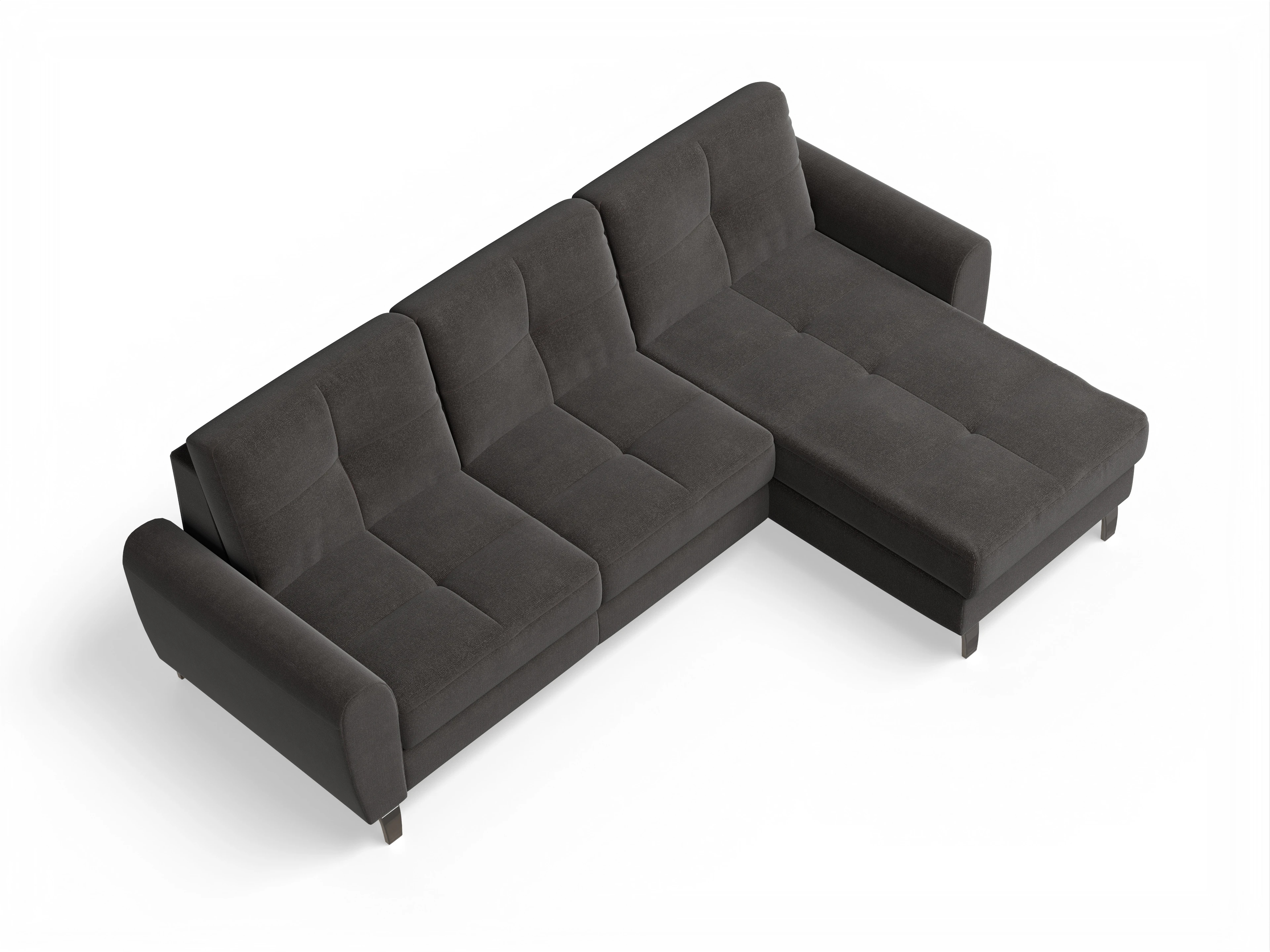 Ansicht des Produktes Valona Ecksofa rechts Abschluss offen in Stoff Grau