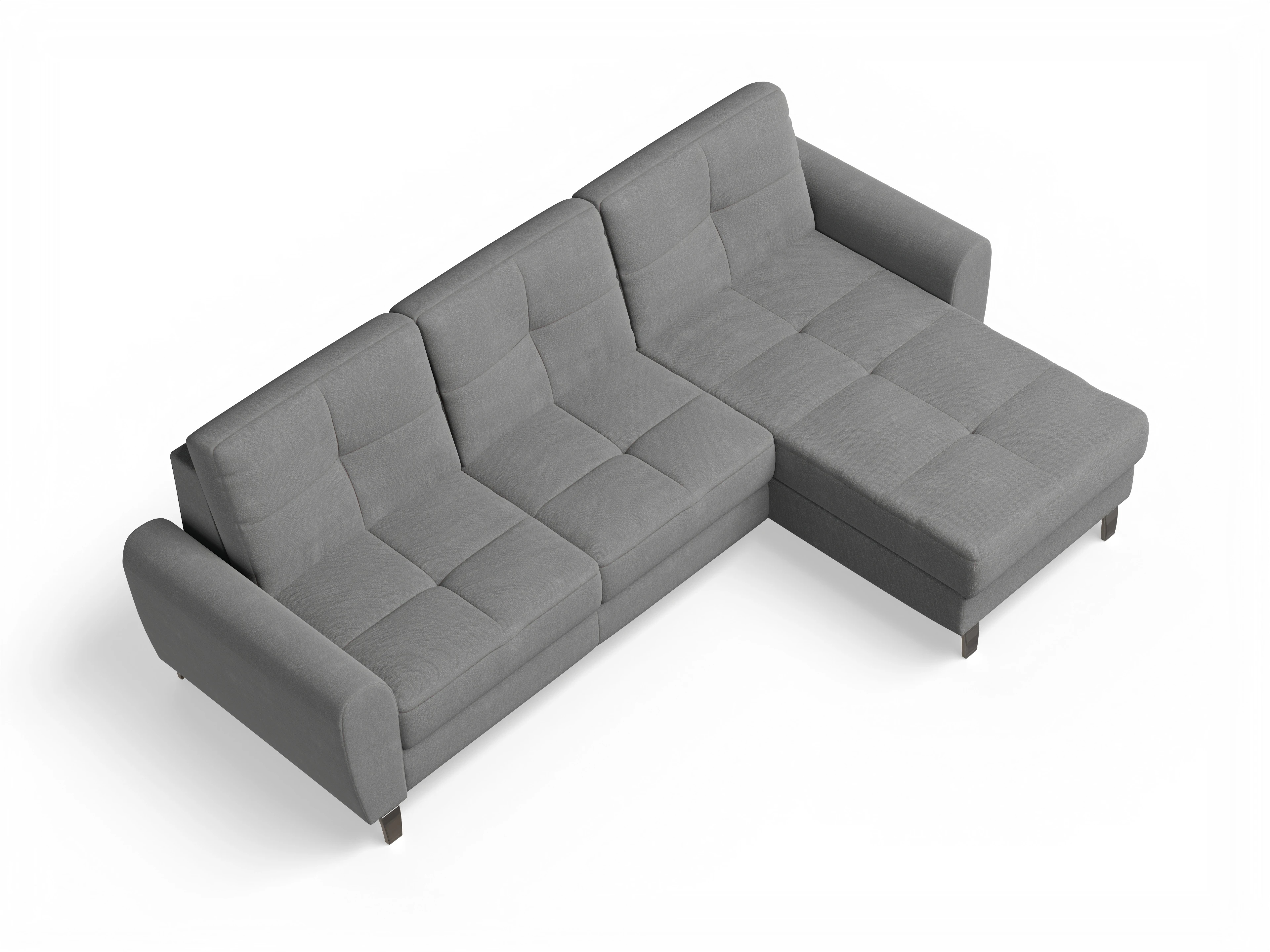 Ansicht des Produktes Valona Ecksofa rechts Abschluss offen in Stoff Grau