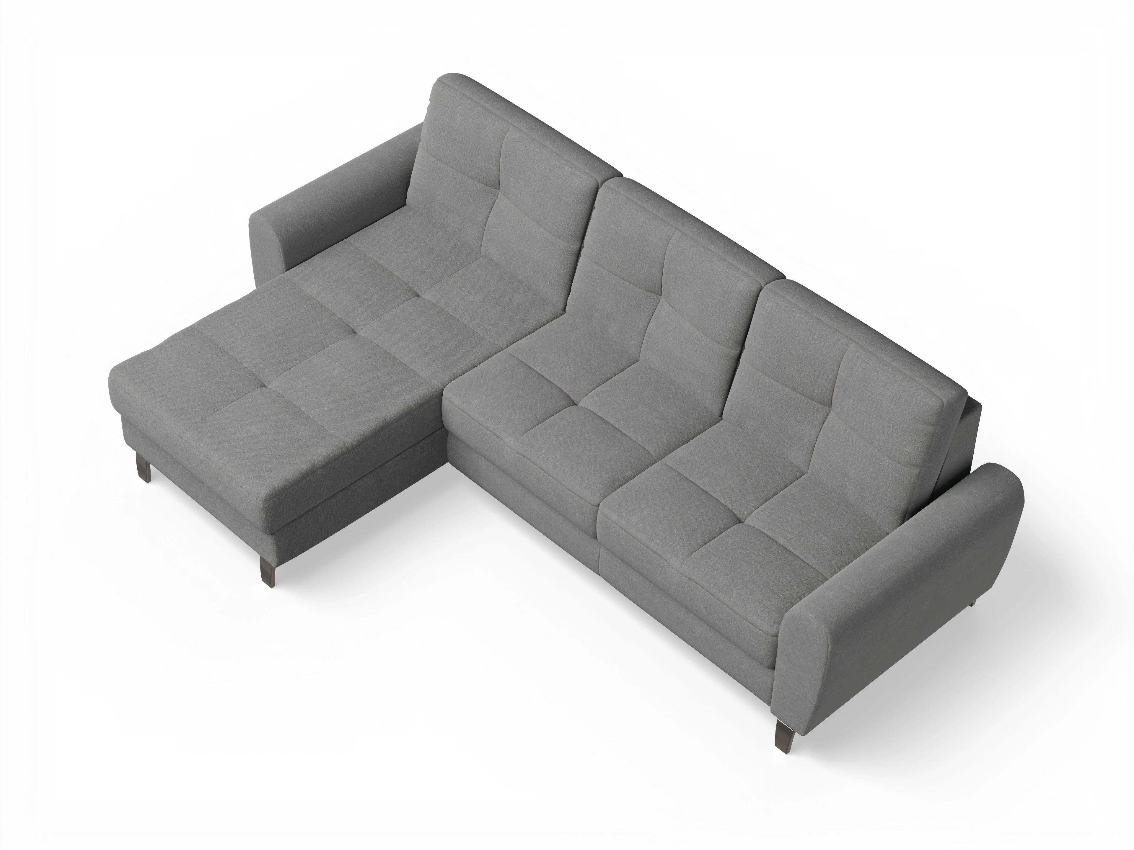 Ansicht des Produktes Valona Ecksofa links Abschluss offen in Stoff Grau