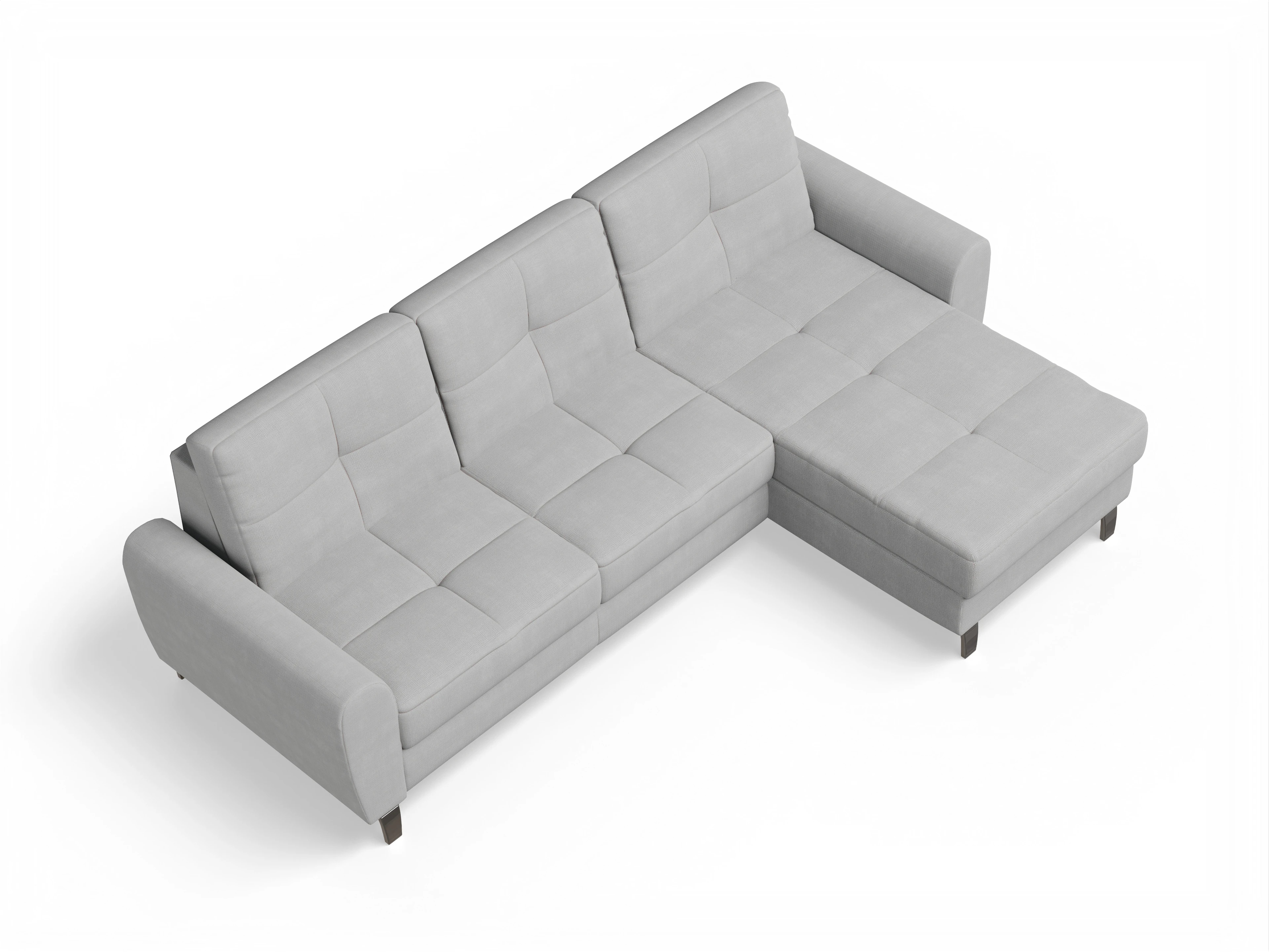 Ansicht des Produktes Valona Ecksofa rechts Abschluss offen in Stoff Grau