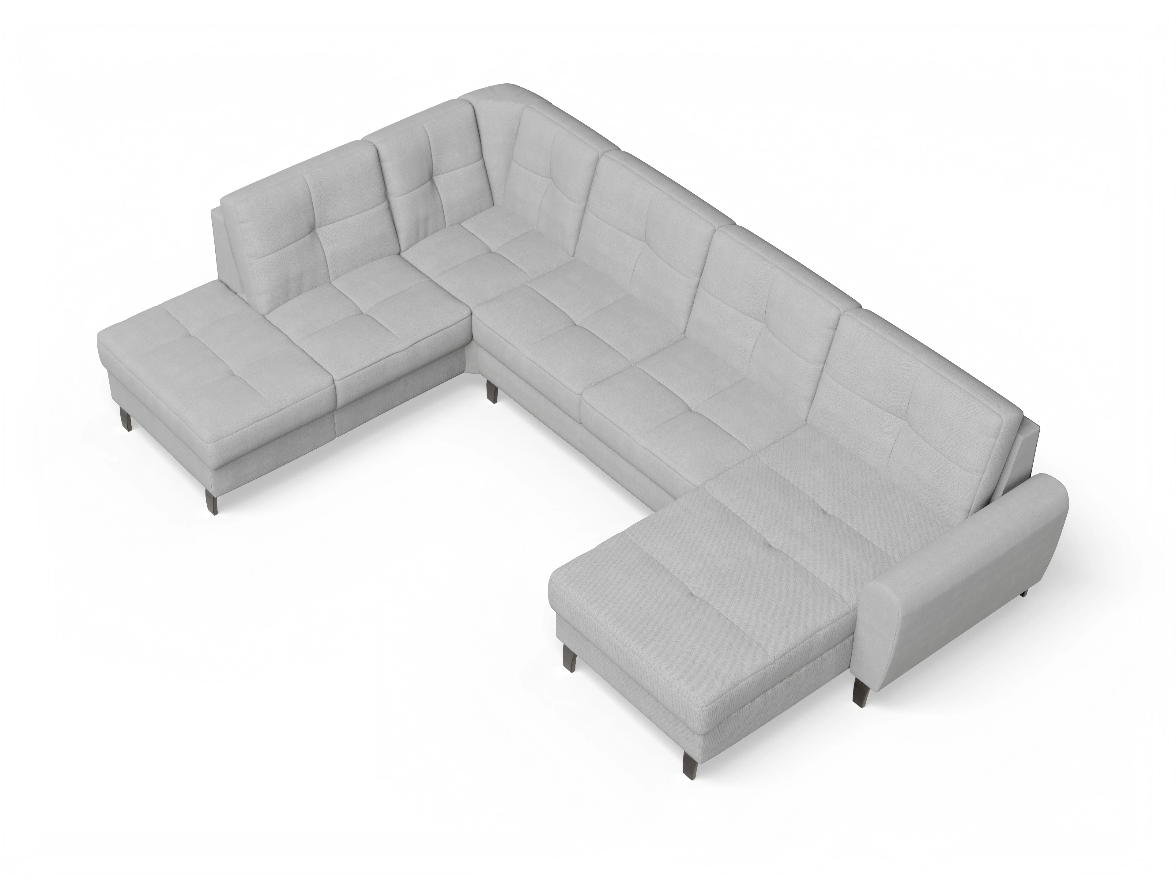 Valona Wohnlandschaft OT LO Medium L Ansicht des Produktes Valona Wohnlandschaft offen beidseitig in Stoff Grau
