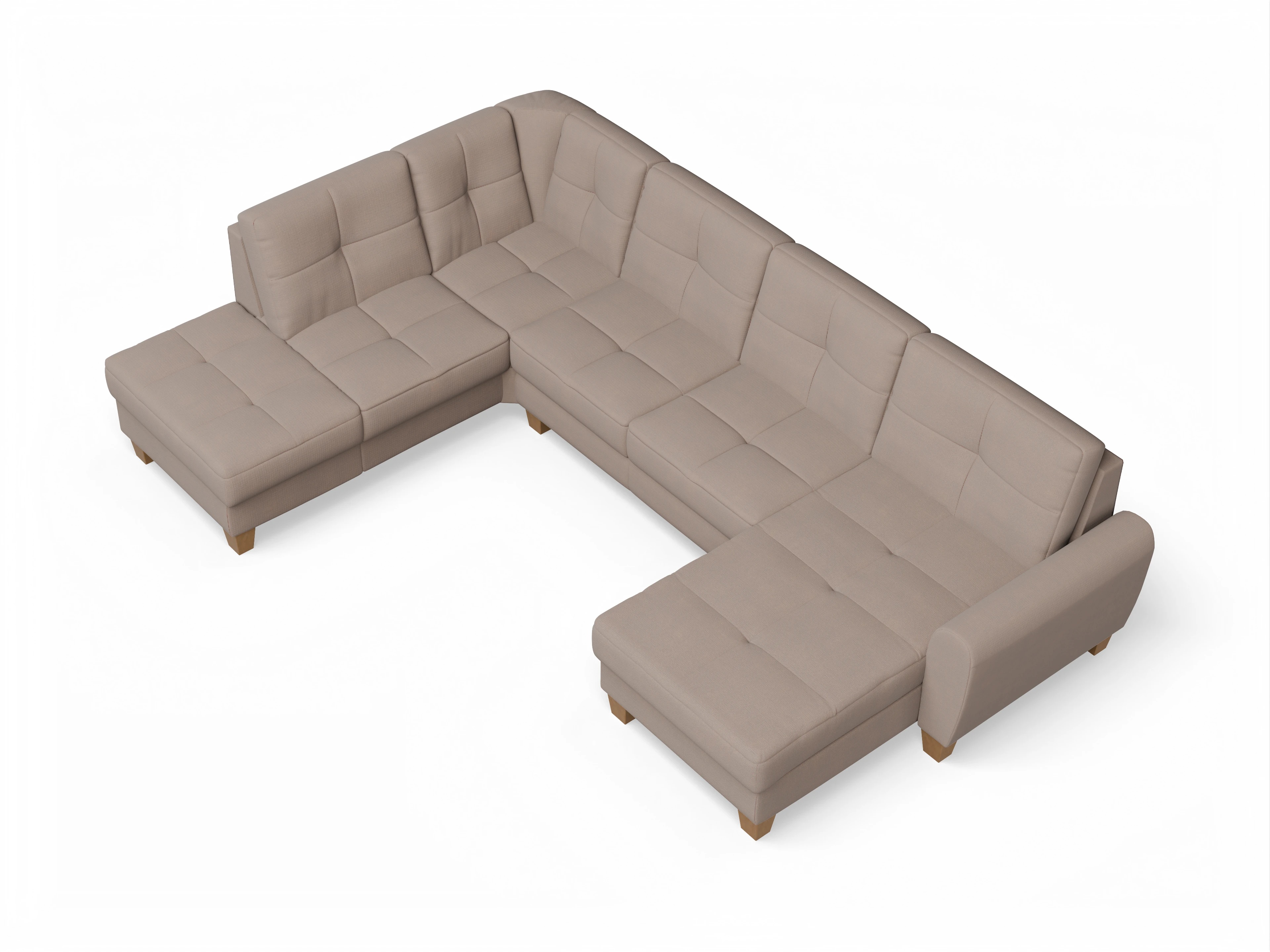Valona Wohnlandschaft OT LO Medium L Ansicht des Produktes Valona Wohnlandschaft offen beidseitig in Stoff Braun