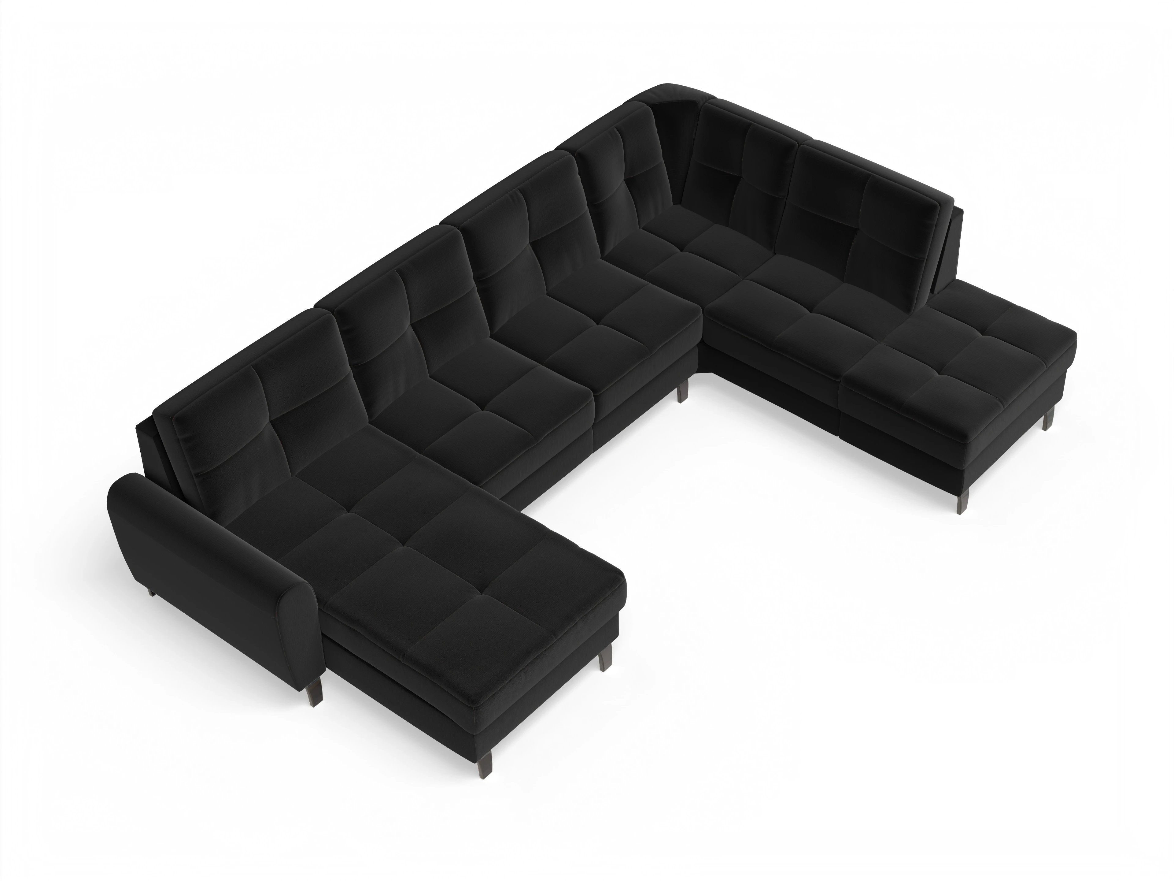 Valona Wohnlandschaft OT LO Medium R Ansicht des Produktes Valona Wohnlandschaft offen beidseitig in Stoff Schwarz
